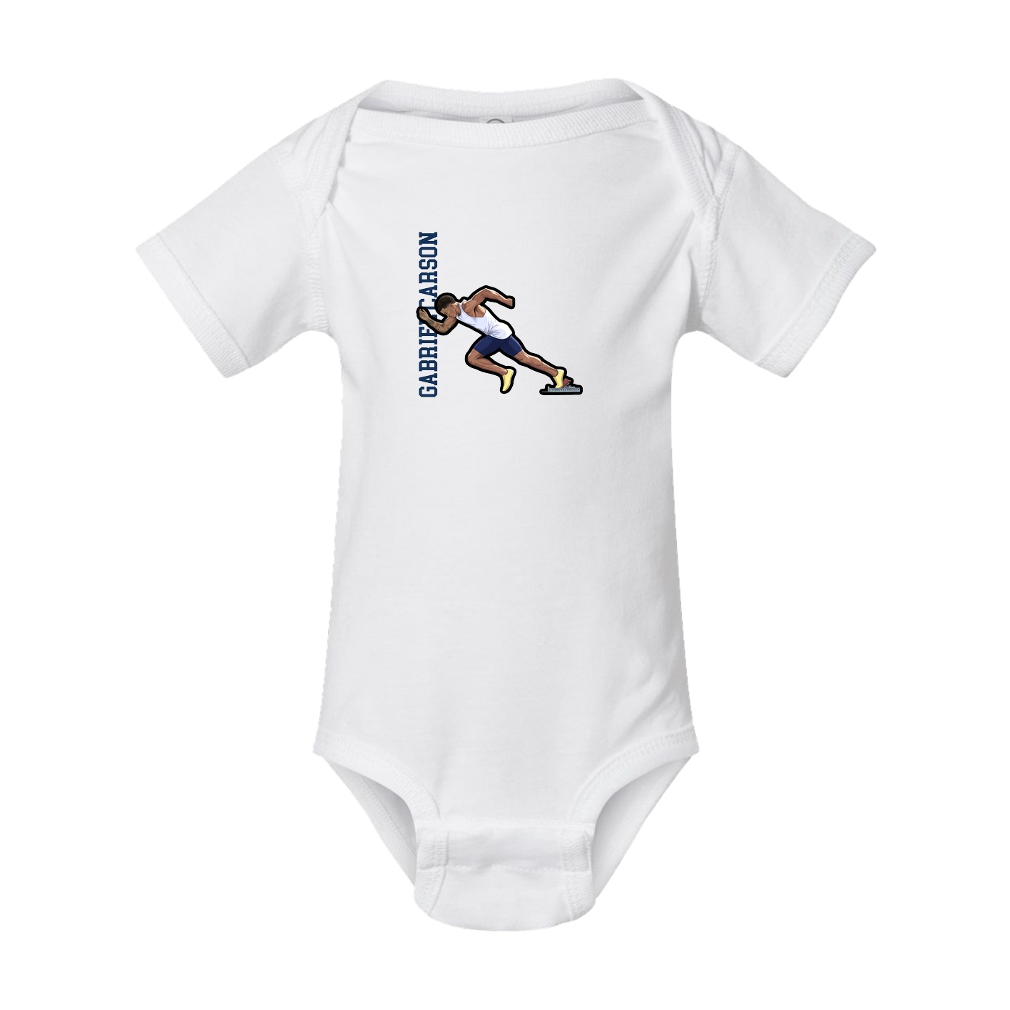 Baby Onesie — Name Vertical in White