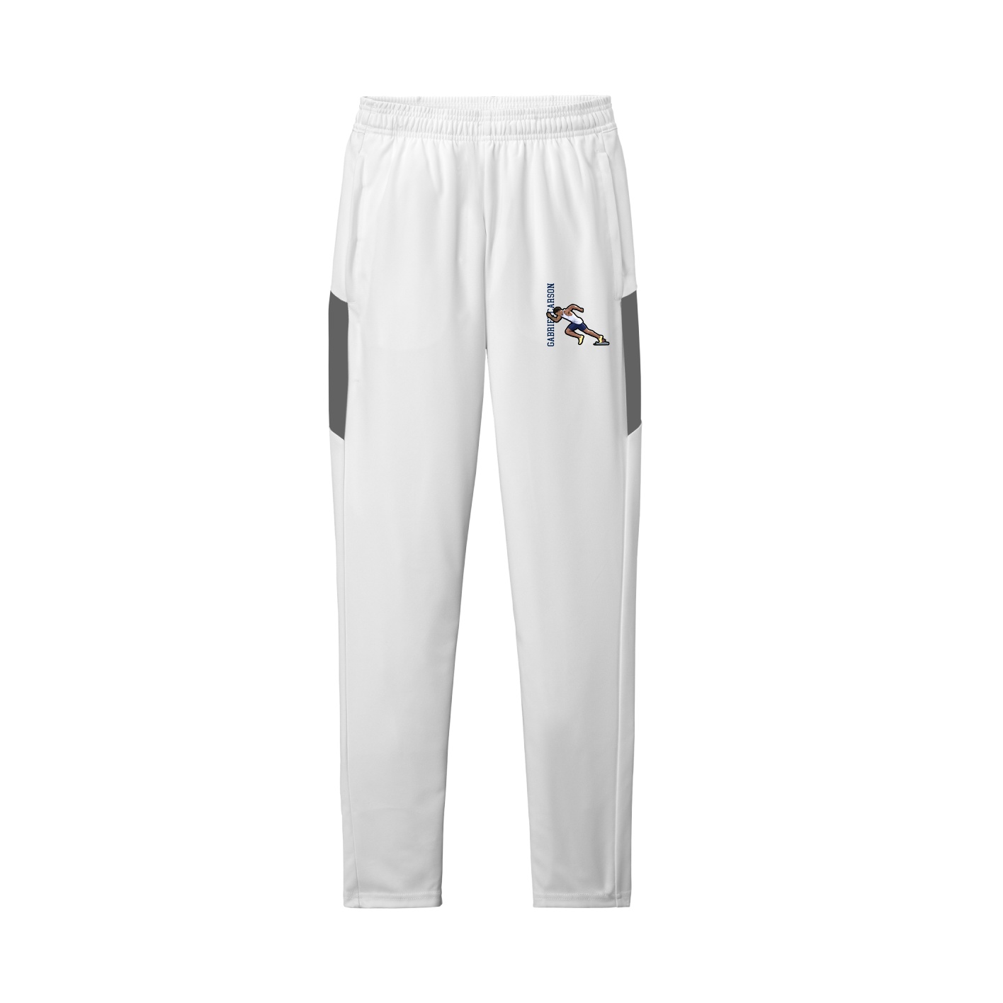 Team Travel Pant — Name Vertical in White/Grey