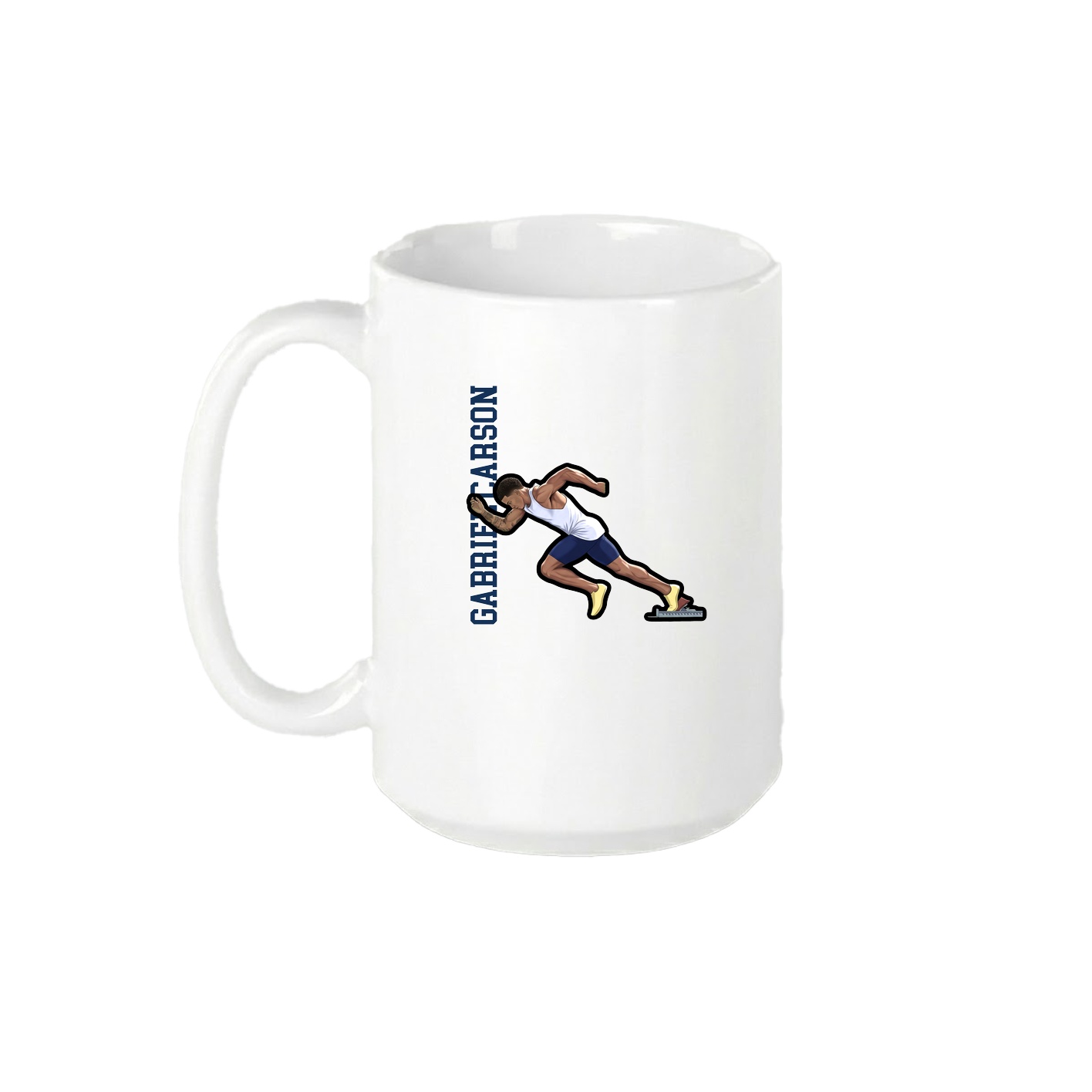 15oz Coffee Mug — Name Vertical in White