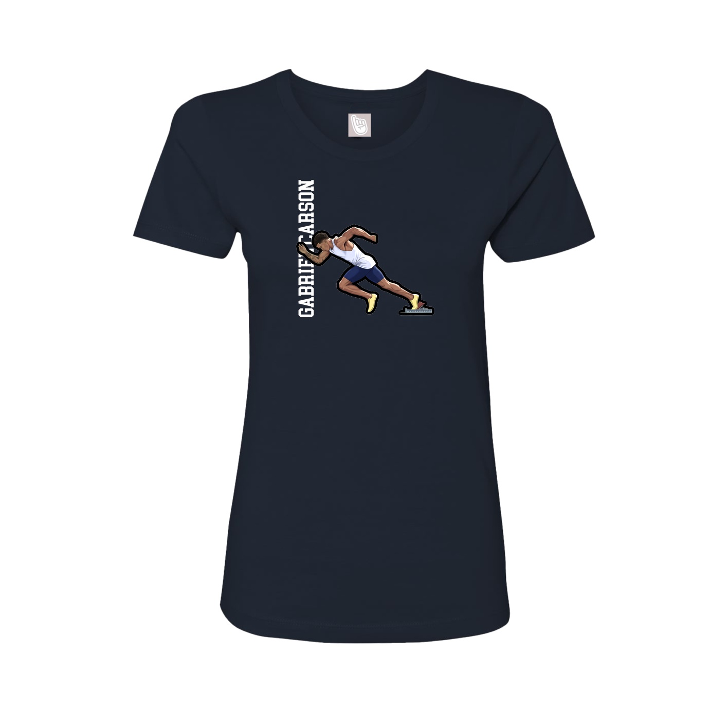 Womens Tee — Name Vertical in Navy