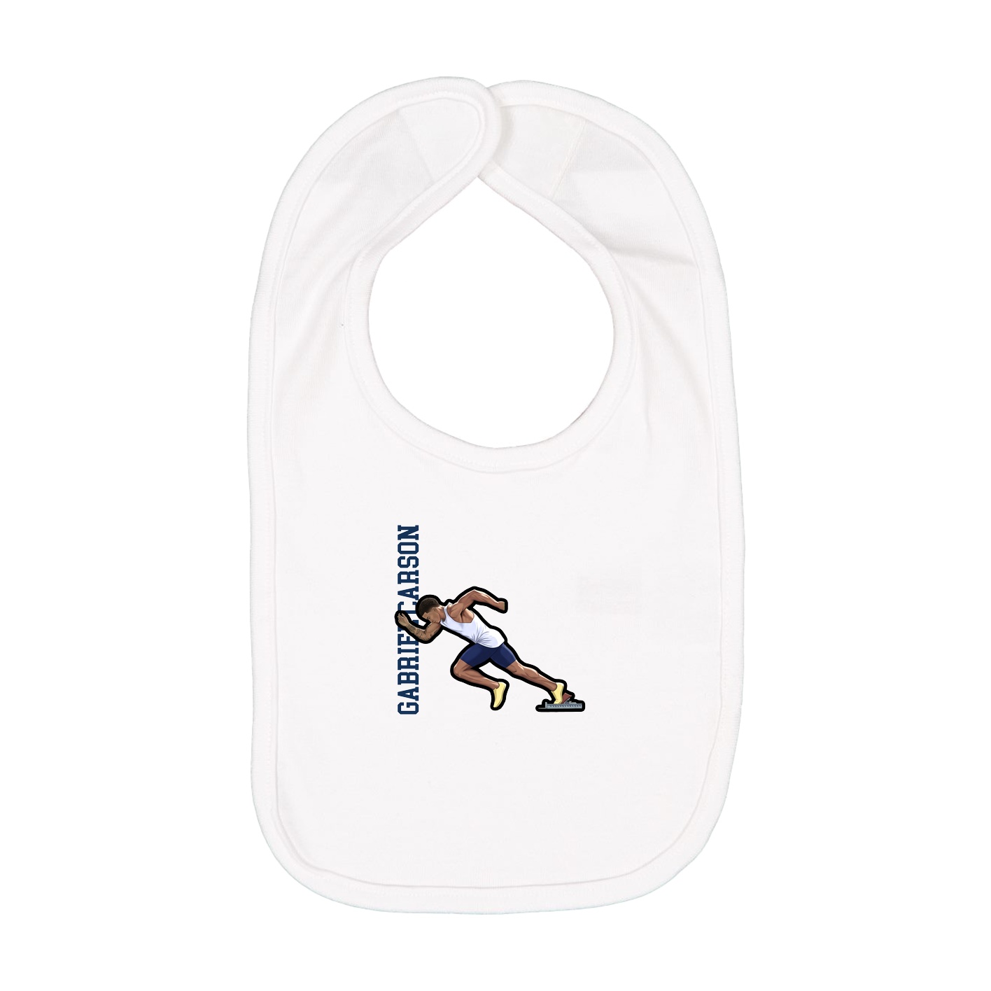 Infant Bib — Name Vertical in White