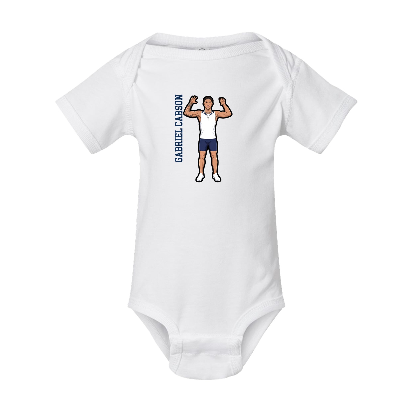 Baby Onesie — Name Vertical in White