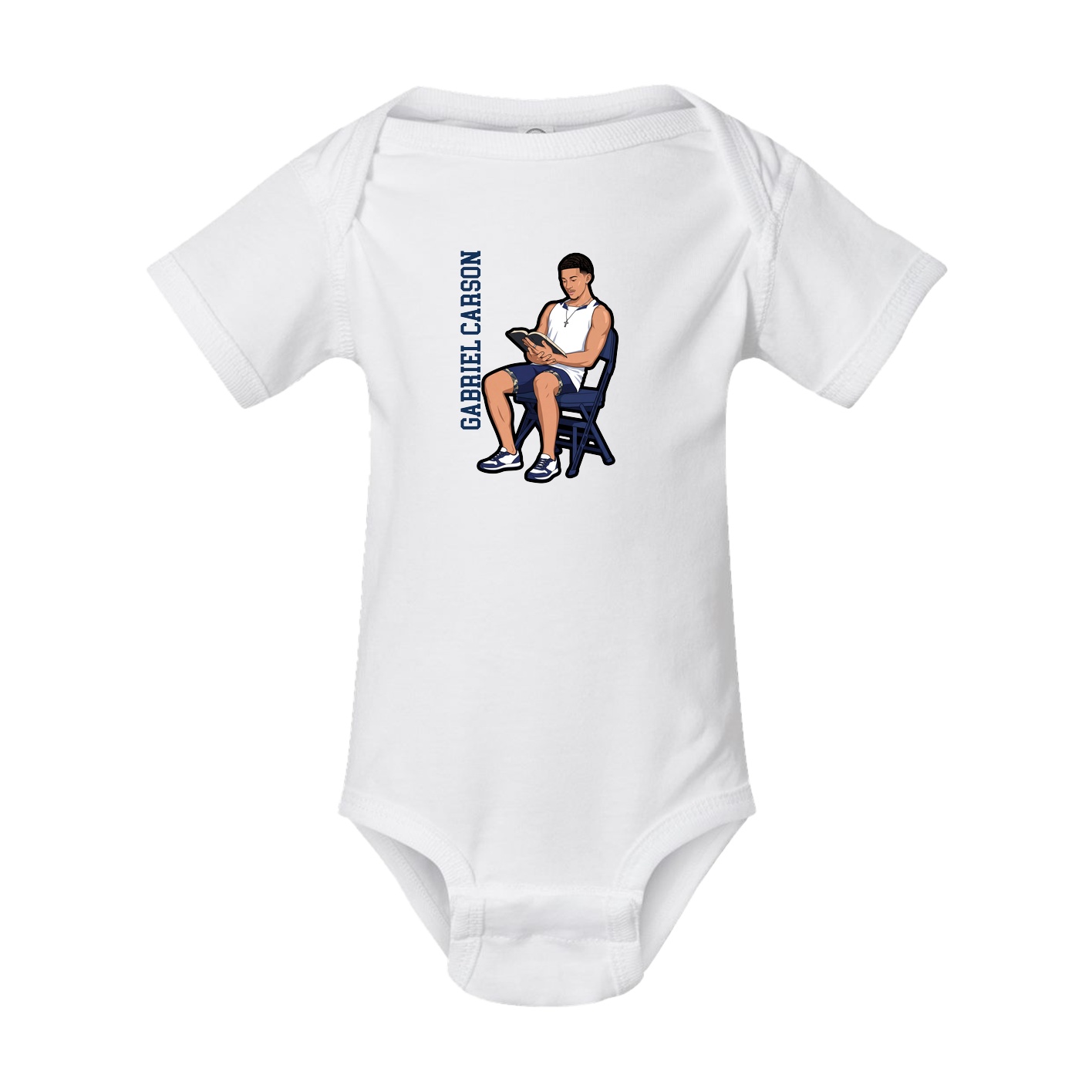 Baby Onesie — Name Vertical in White