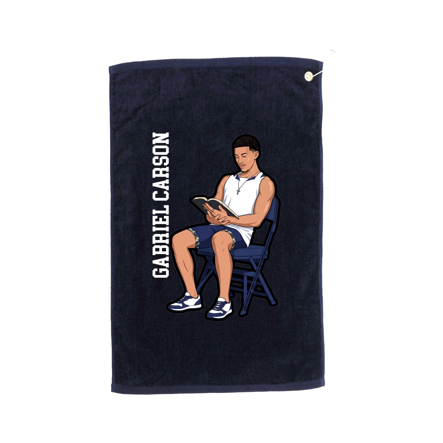 Golf Towel — Name Vertical in Navy