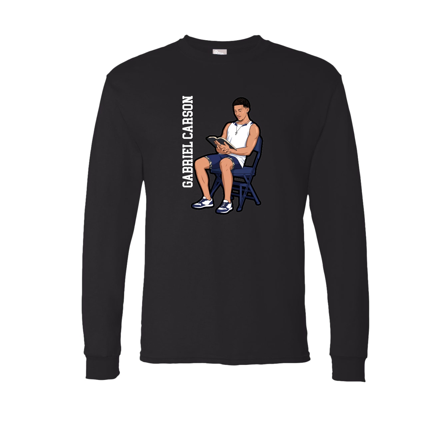 Long Sleeve Tee — Name Vertical in Black