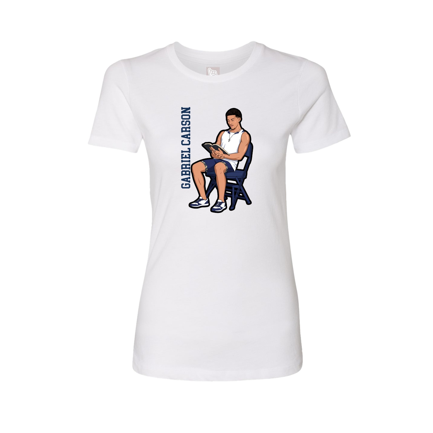 Womens Tee — Name Vertical in White