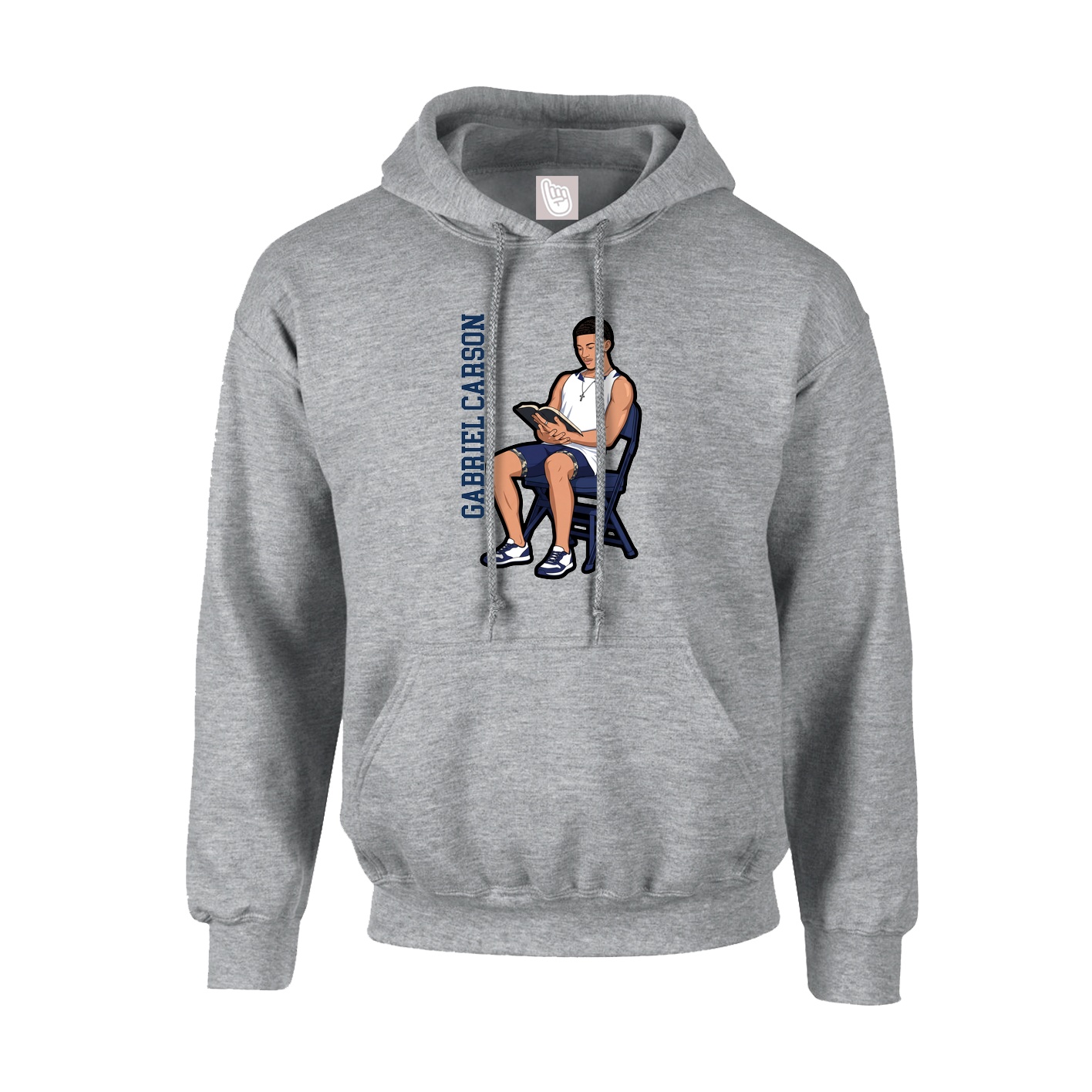 Youth Hoodie — Name Vertical in Grey