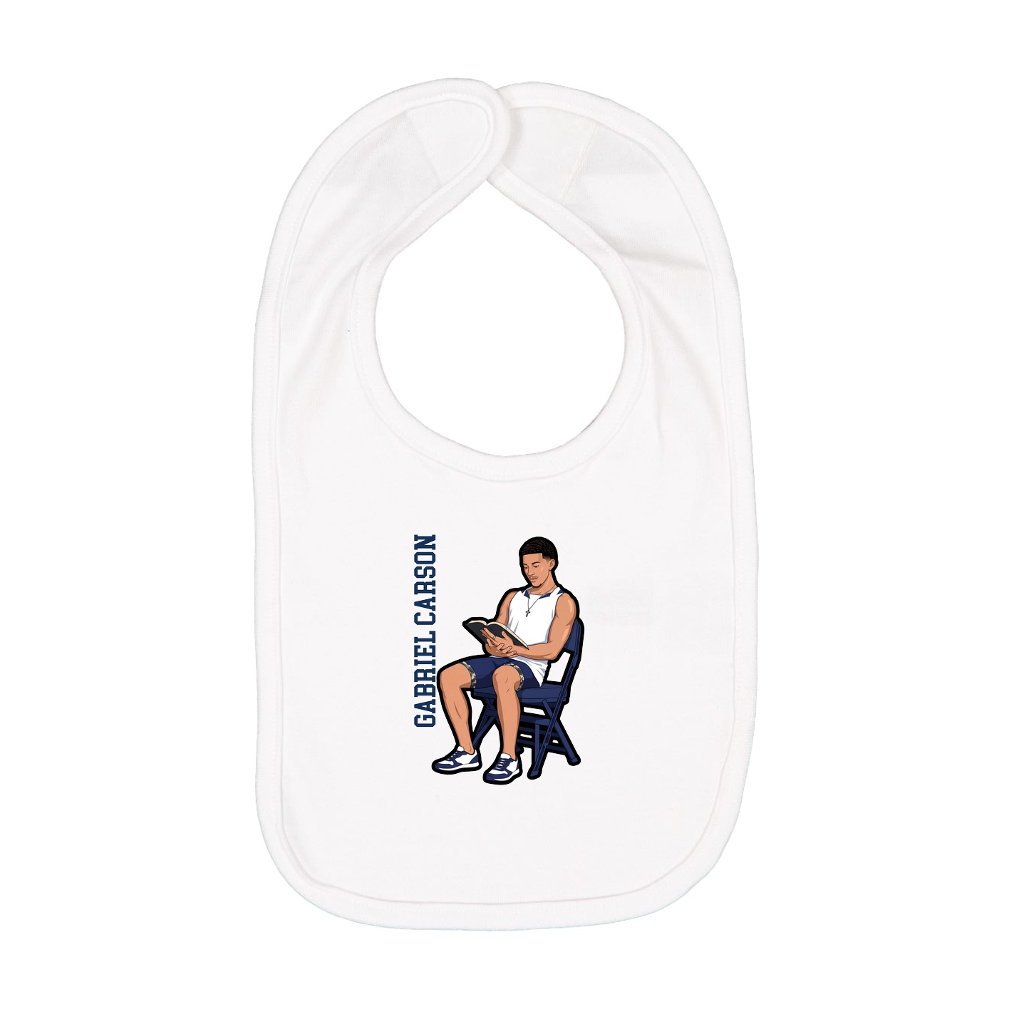 Infant Bib — Name Vertical in White