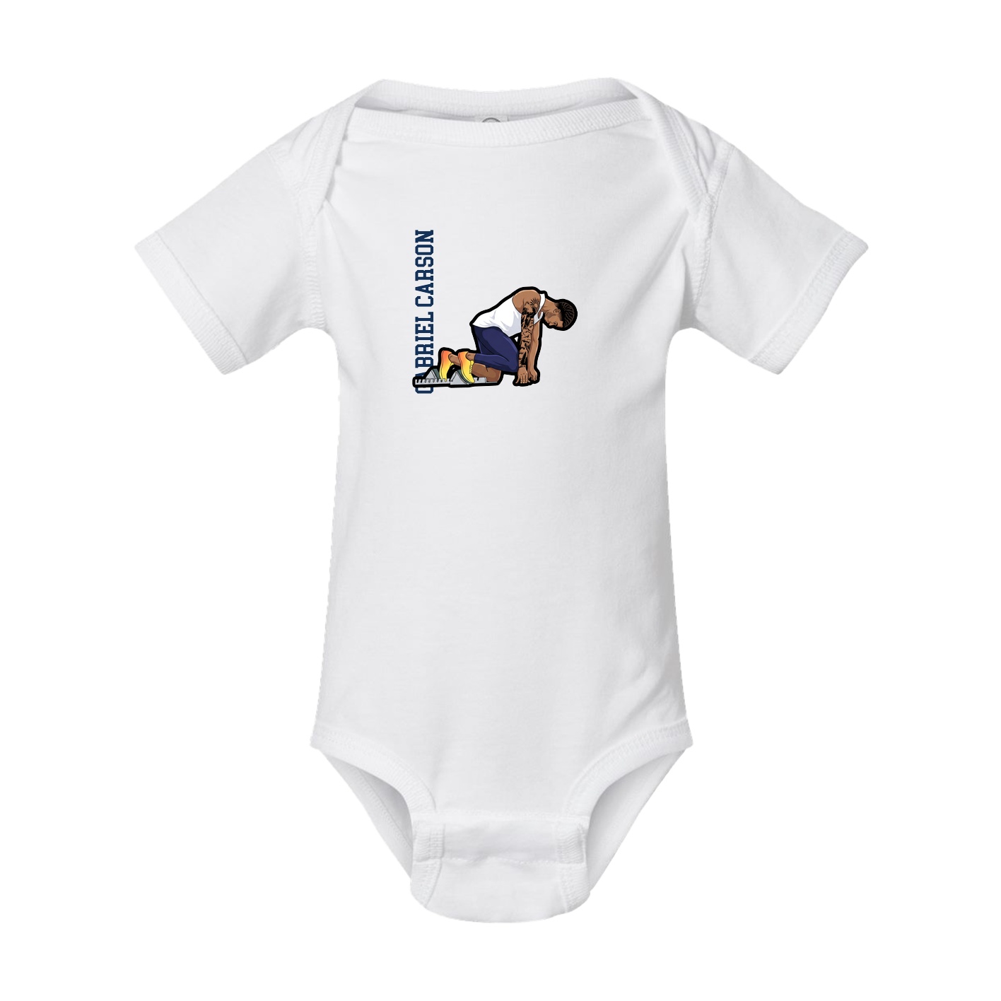 Baby Onesie — Name Vertical in White