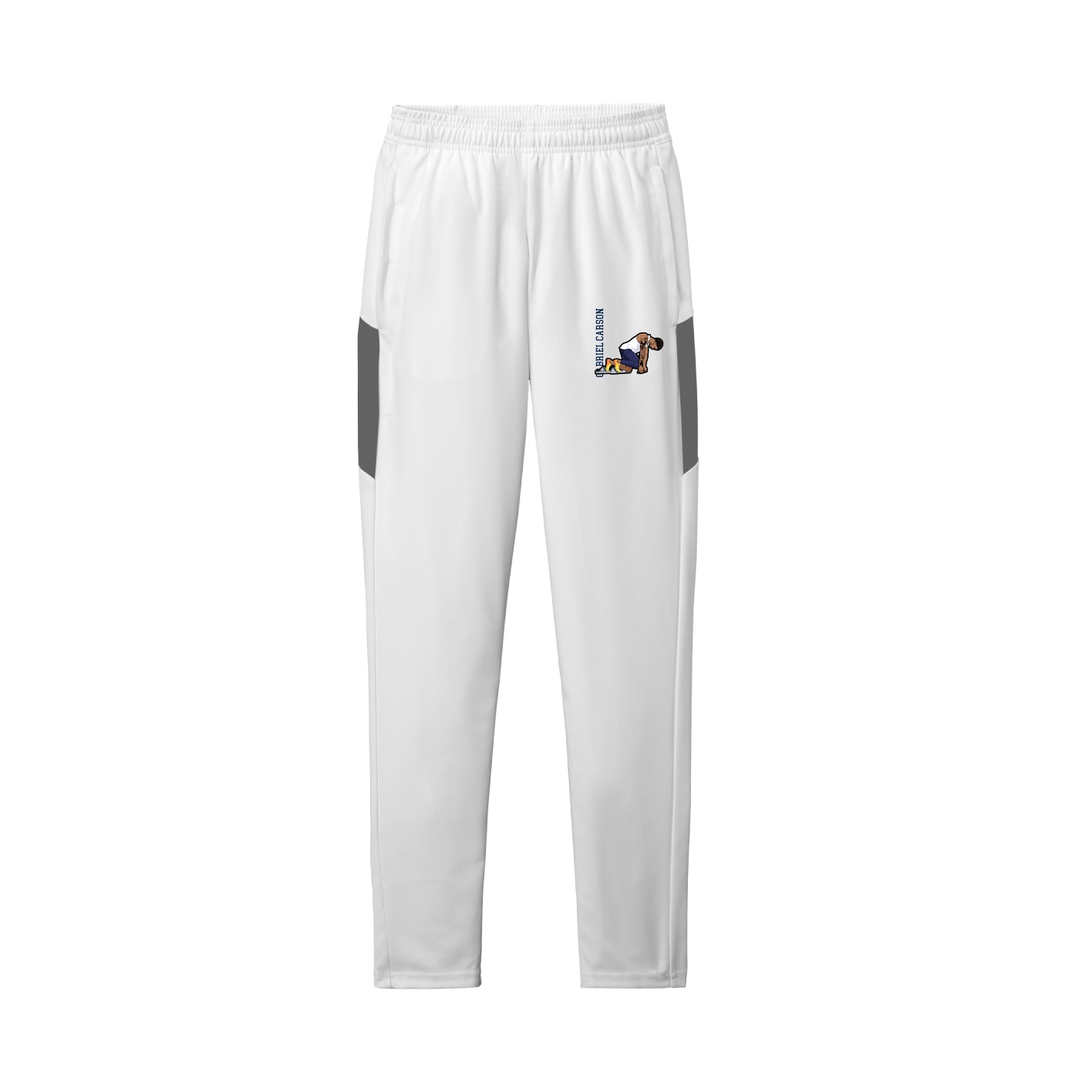 Team Travel Pant — Name Vertical in White/Grey