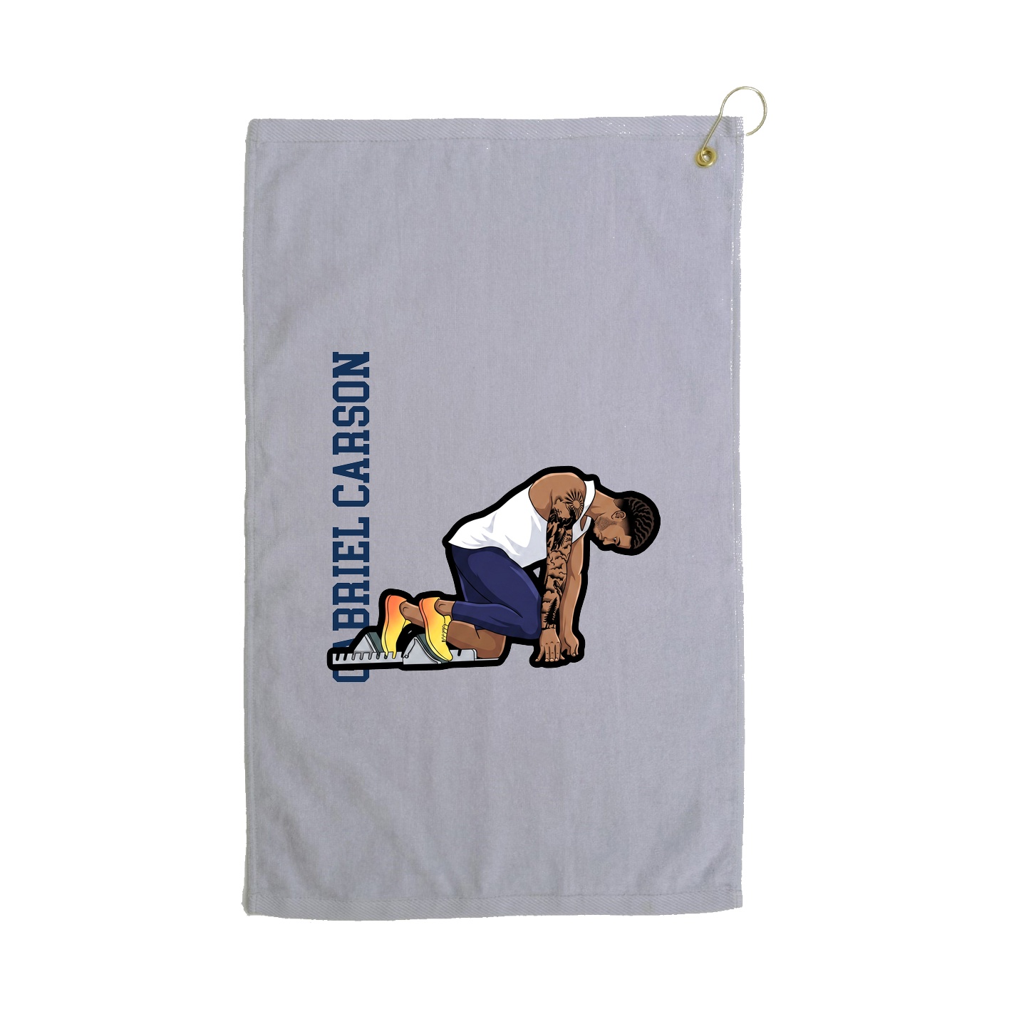 Golf Towel — Name Vertical in Grey