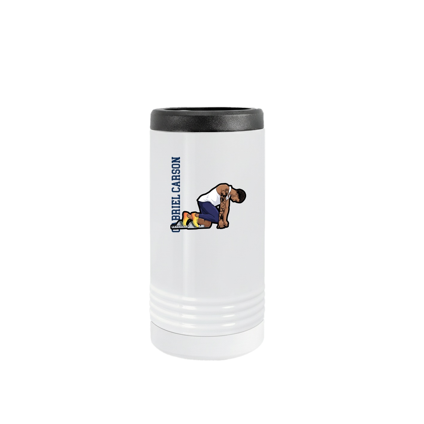 Slim Beverage Holder — Name Vertical in White