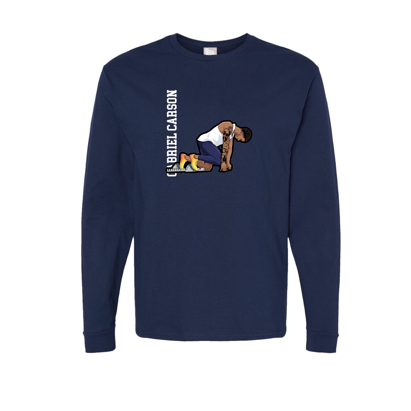 Long Sleeve Tee — Name Vertical in Navy