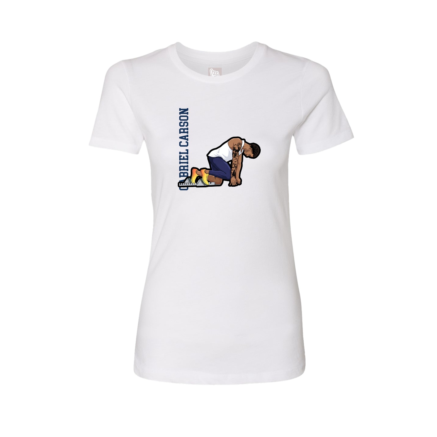 Womens Tee — Name Vertical in White