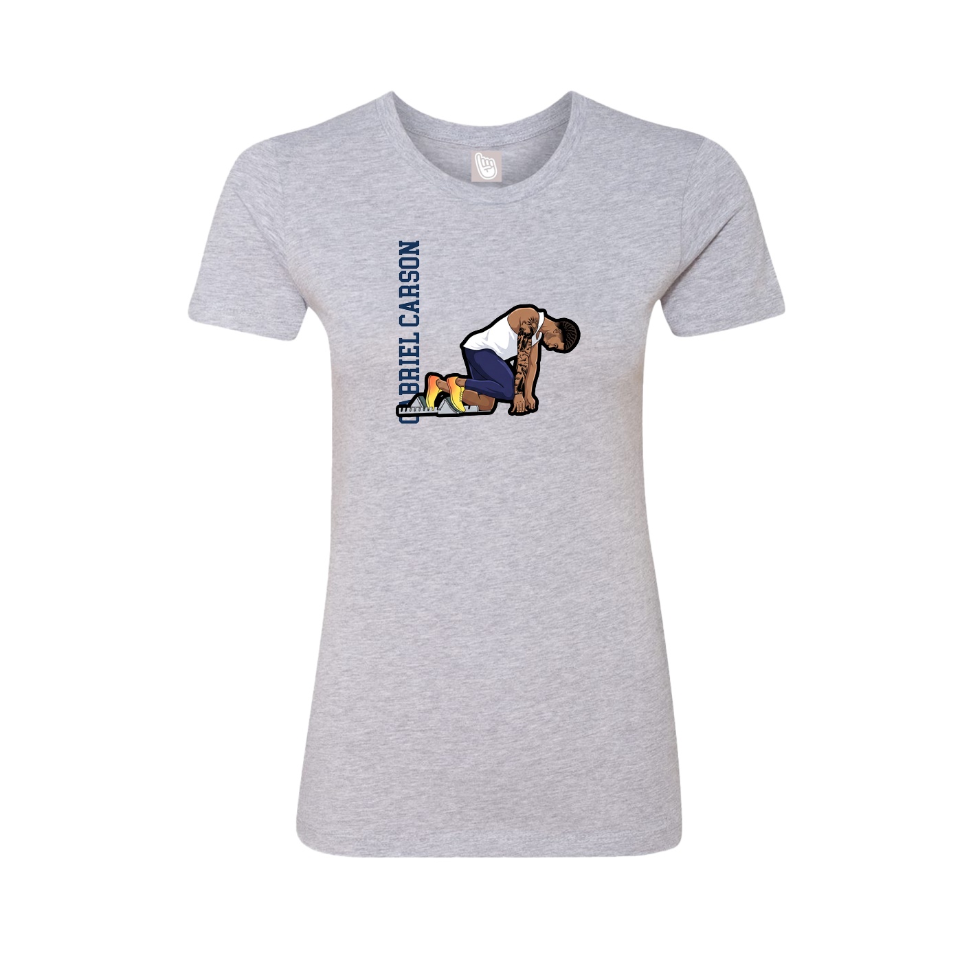 Fitted Women's Tee — Name Vertical in Grey