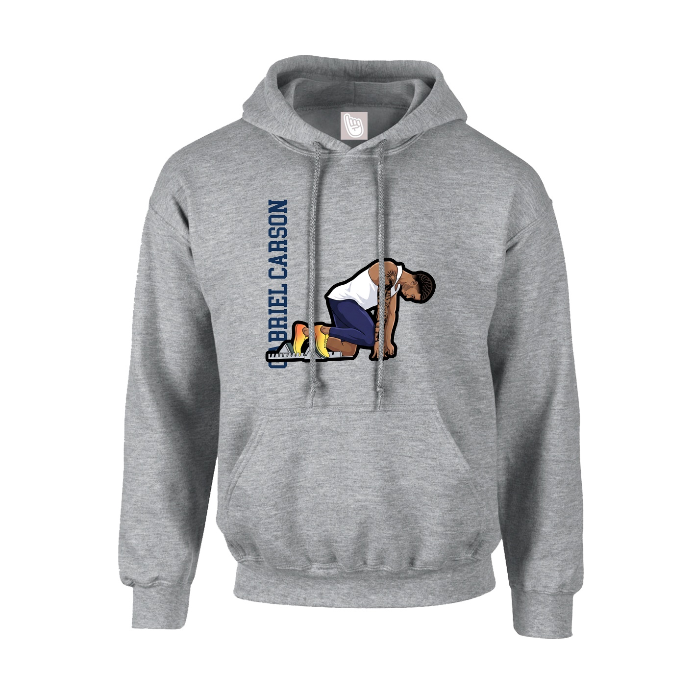 Hoodie — Name Vertical in Grey