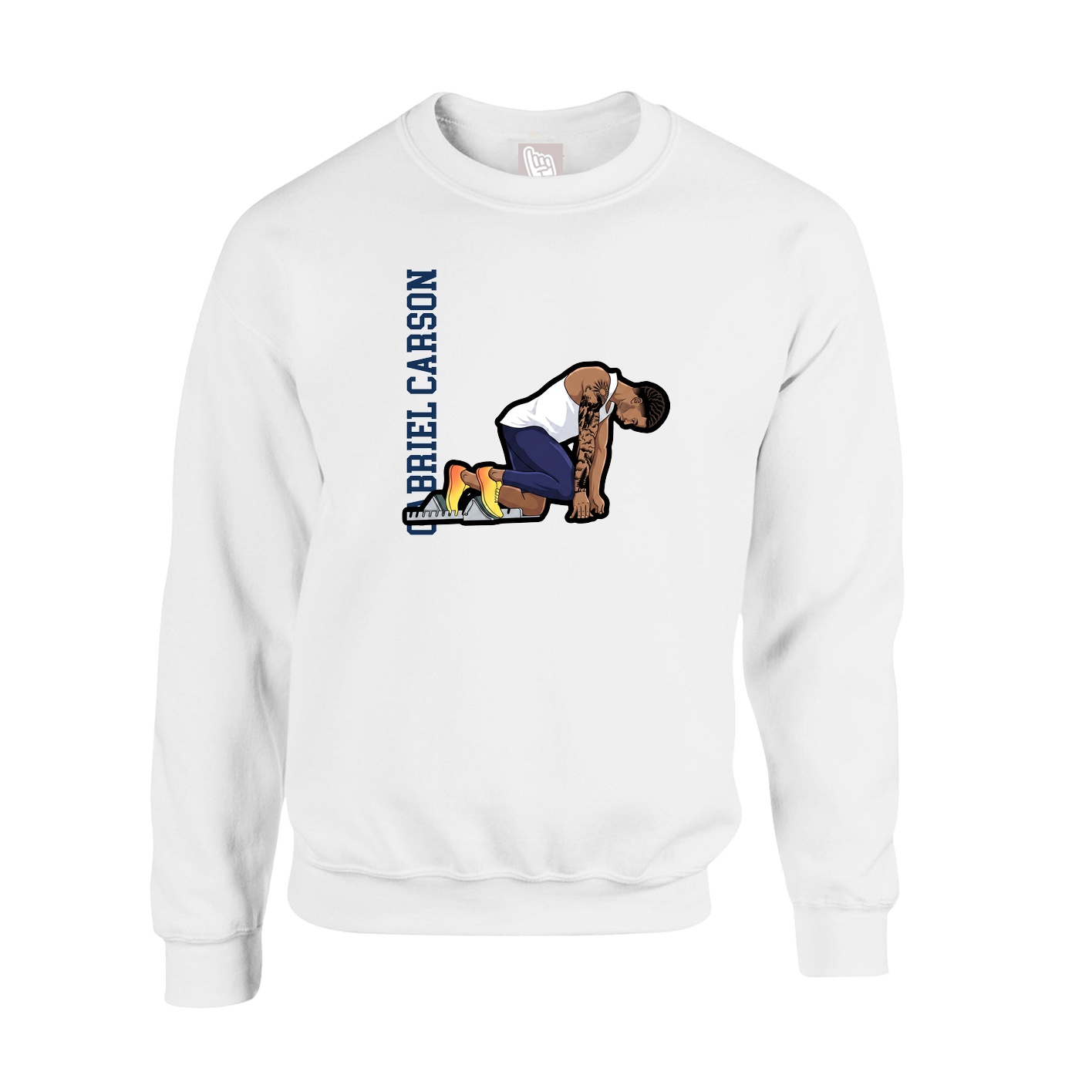 Fleece Crew — Name Vertical in White