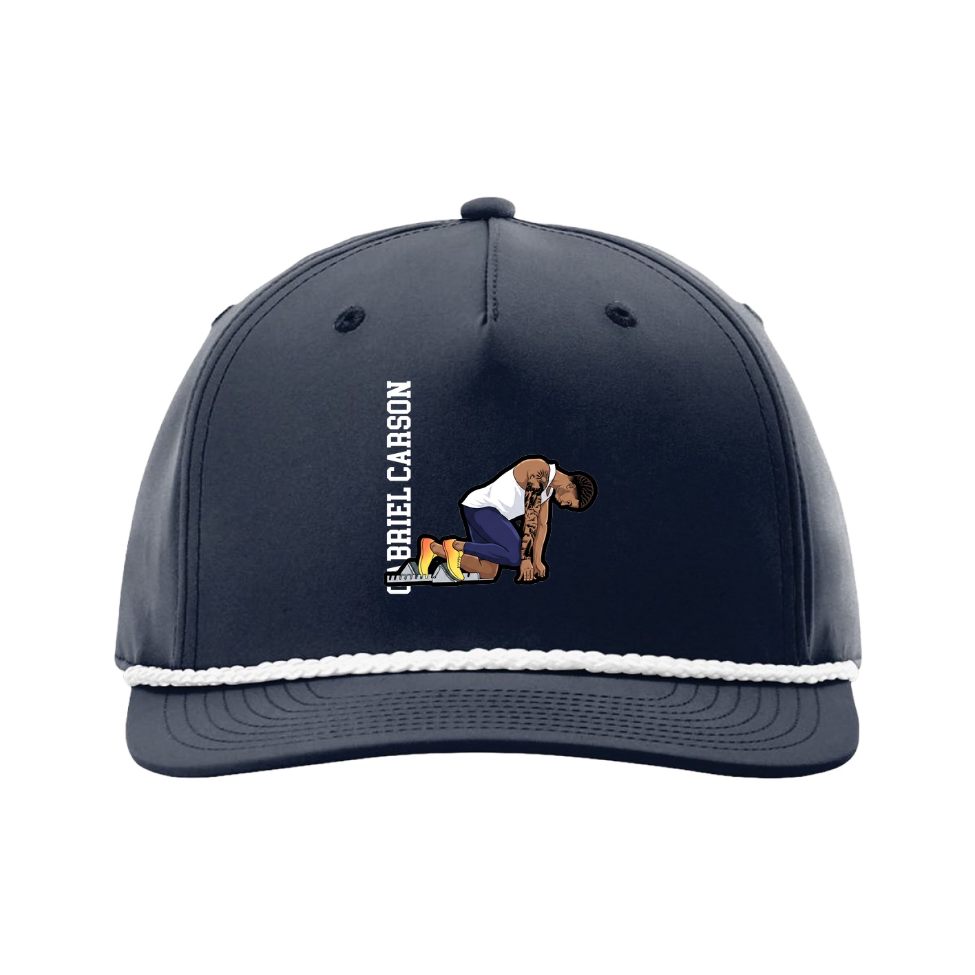 Five-Panel Classic Rope Cap — Name Vertical in Navy