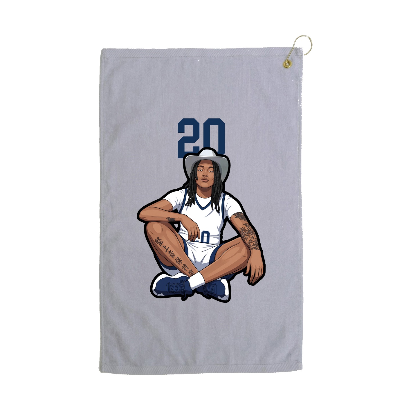 Golf Towel — Number Top in Grey