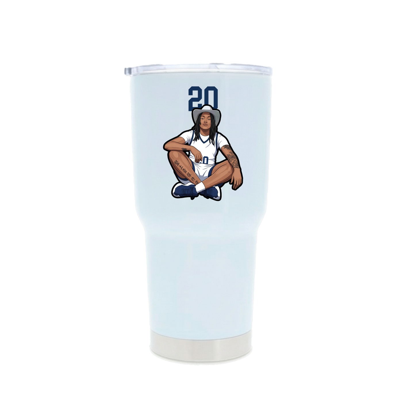 30oz Stainless Steel Tumbler — Number Top in White