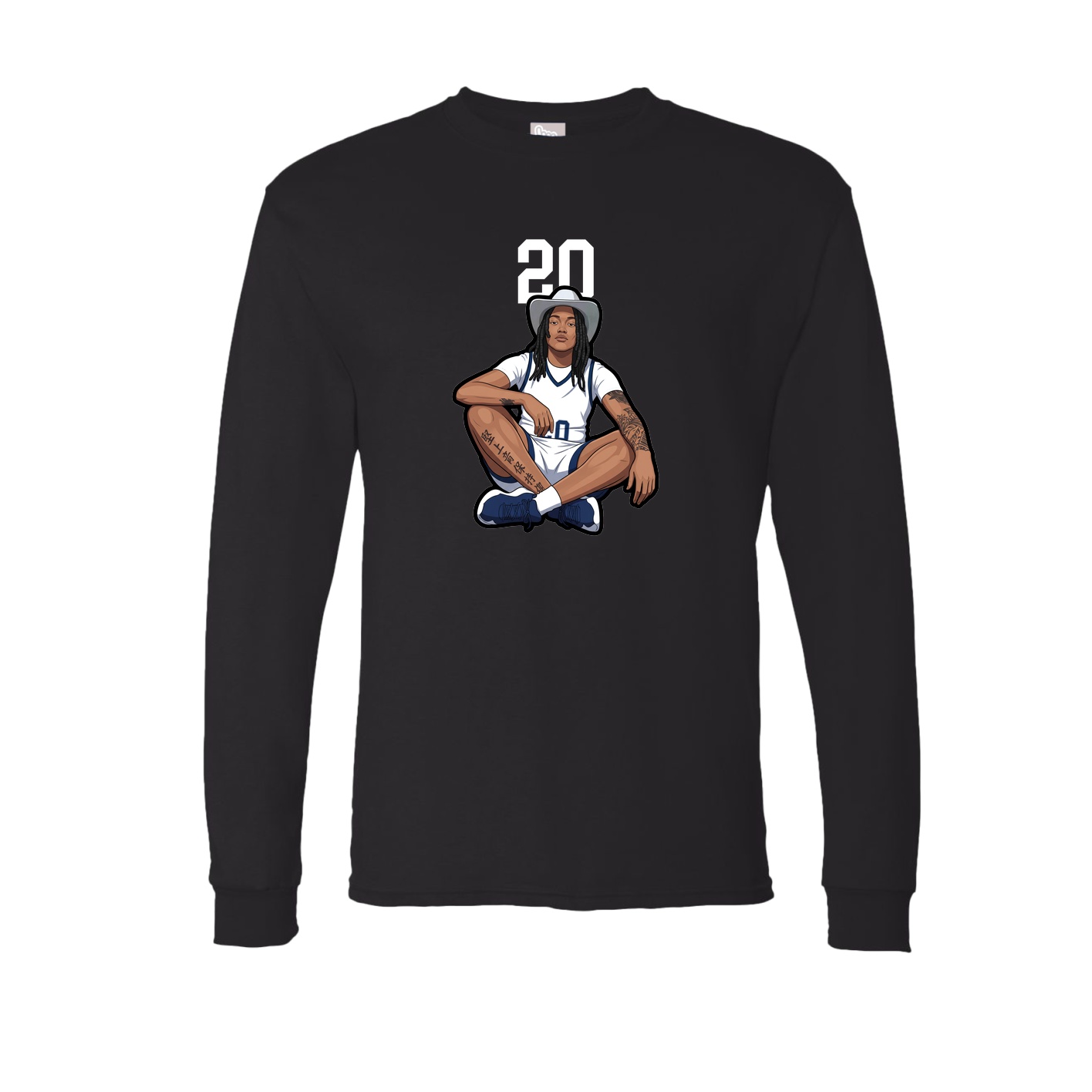 Long Sleeve Tee — Number Top in Black