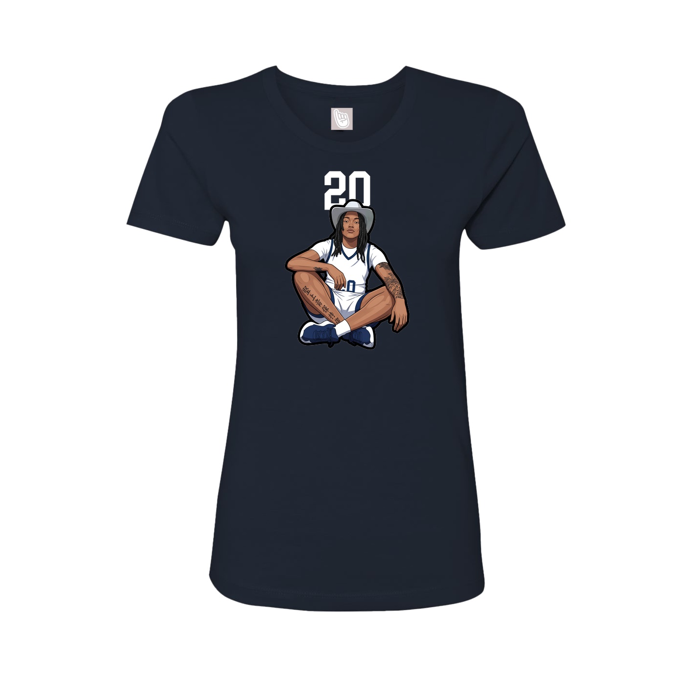 Fitted Women's Tee — Number Top in Navy