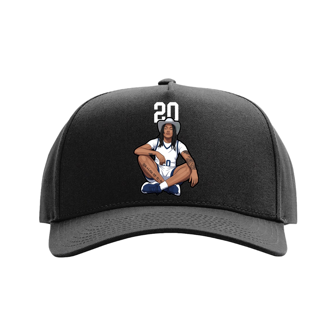 Full Fabric Five-Panel Champ Cap — Number Top in Black