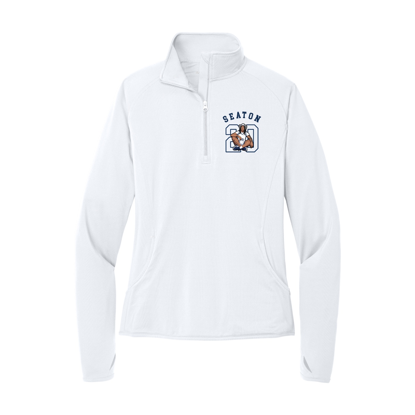 Women's Q-Zip Pullover — Shirsey Arch in White