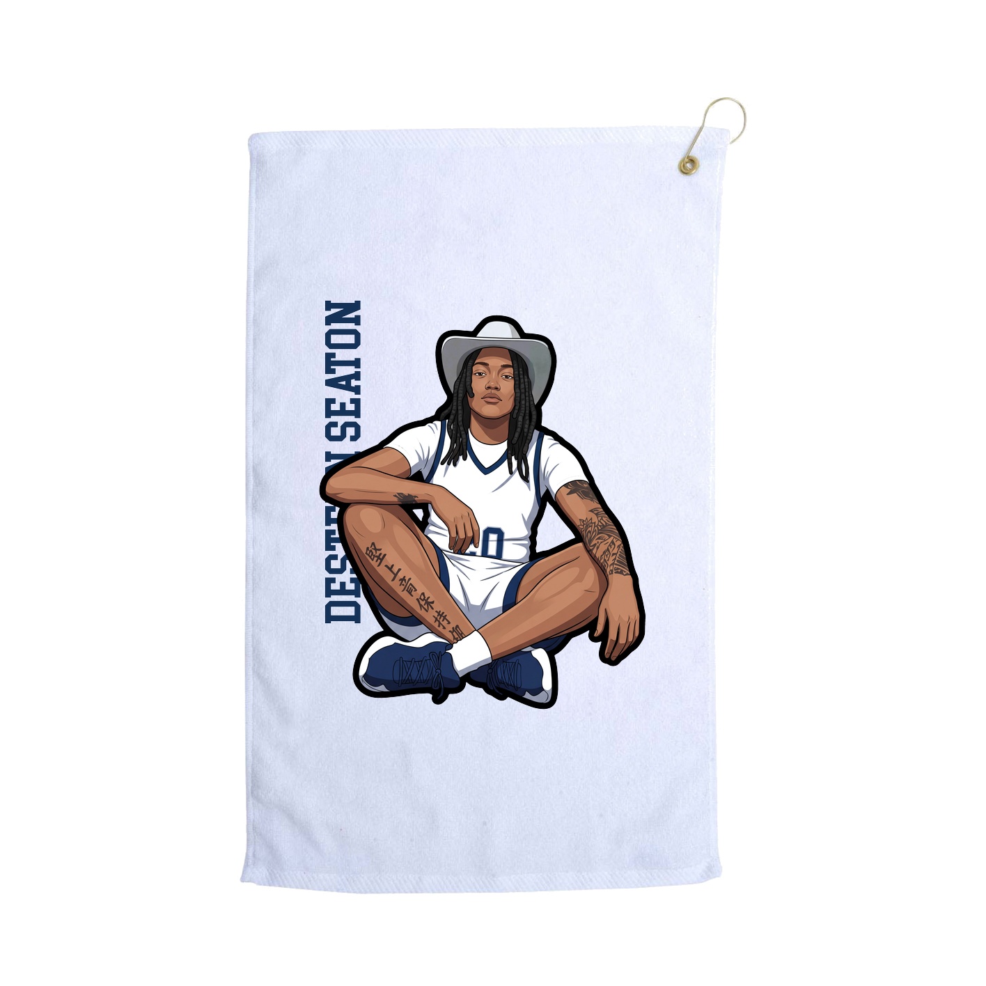 Golf Towel — Name Vertical in White
