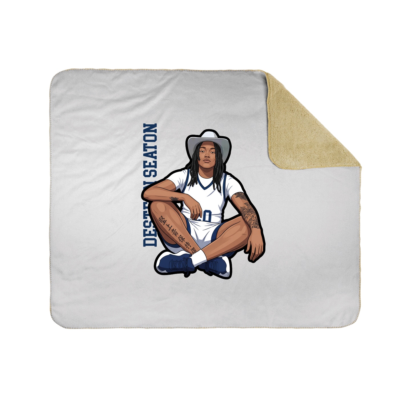 Throw Blanket — Name Vertical in White