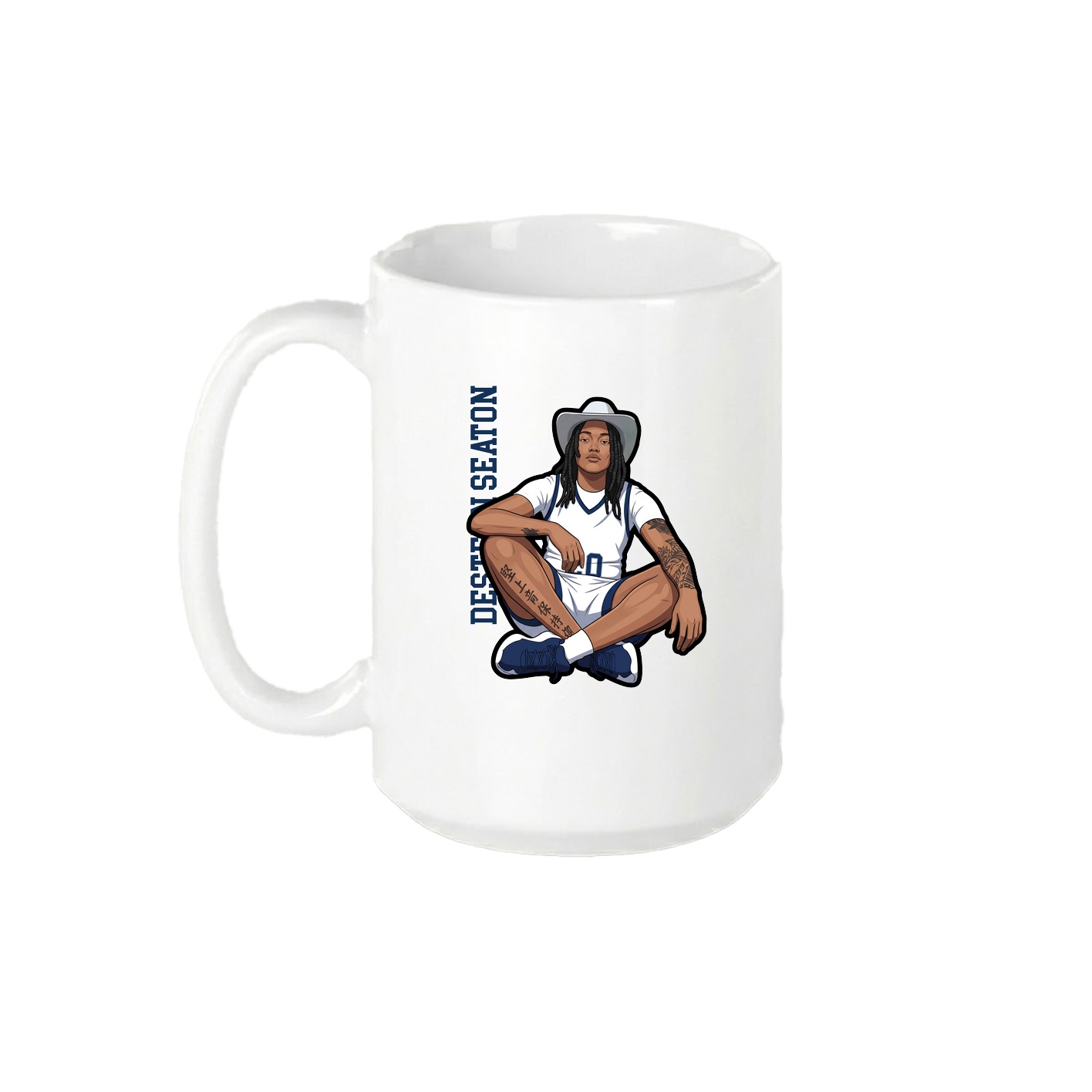 15oz Coffee Mug — Name Vertical in White