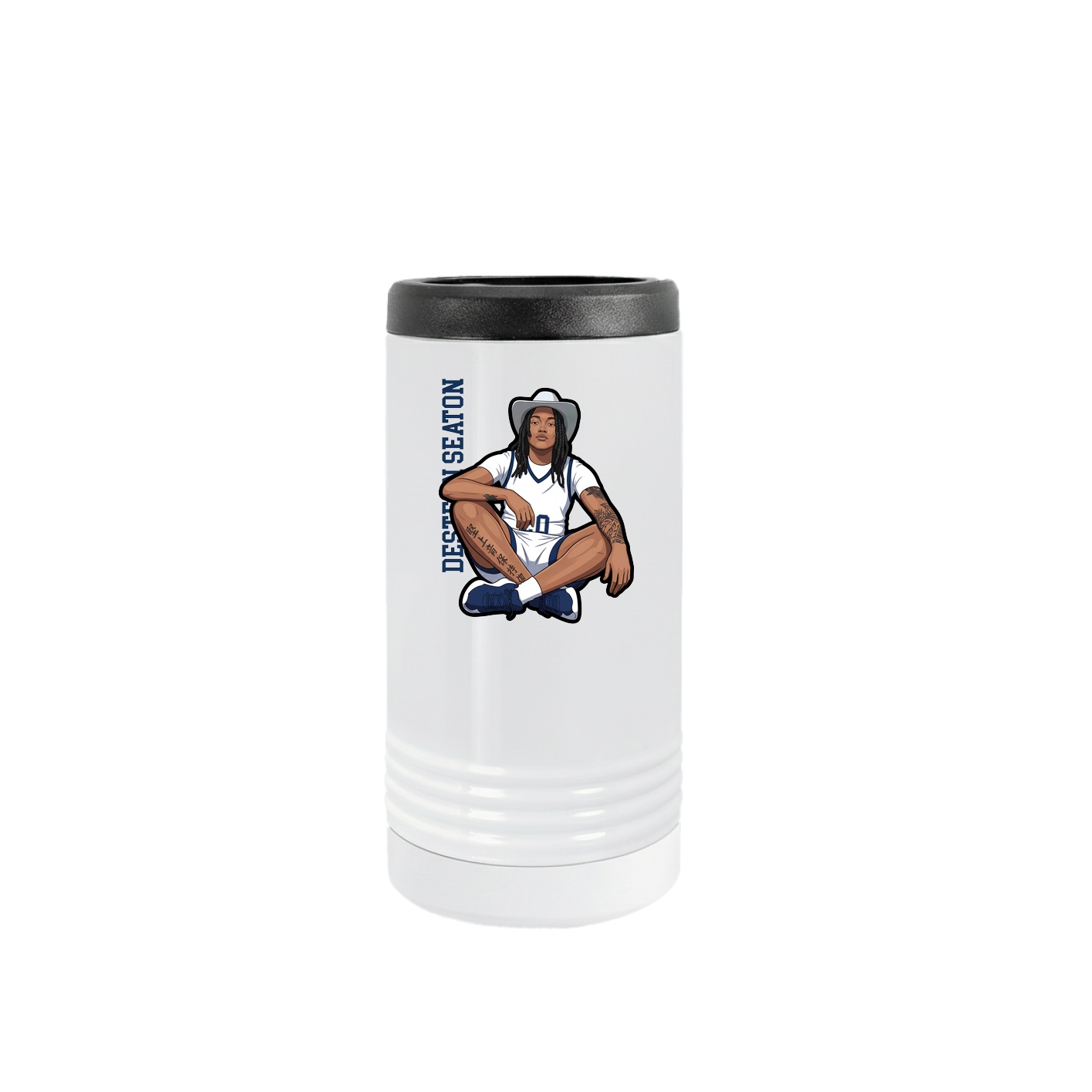 Slim Beverage Holder — Name Vertical in White