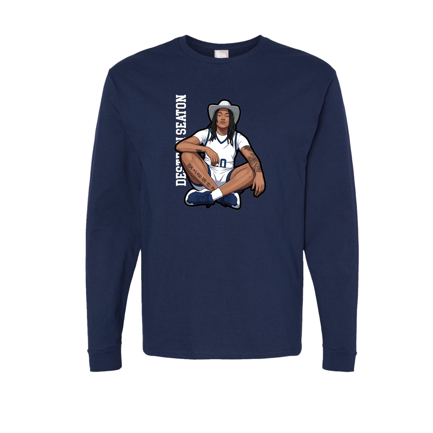 Long Sleeve Tee — Name Vertical in Navy