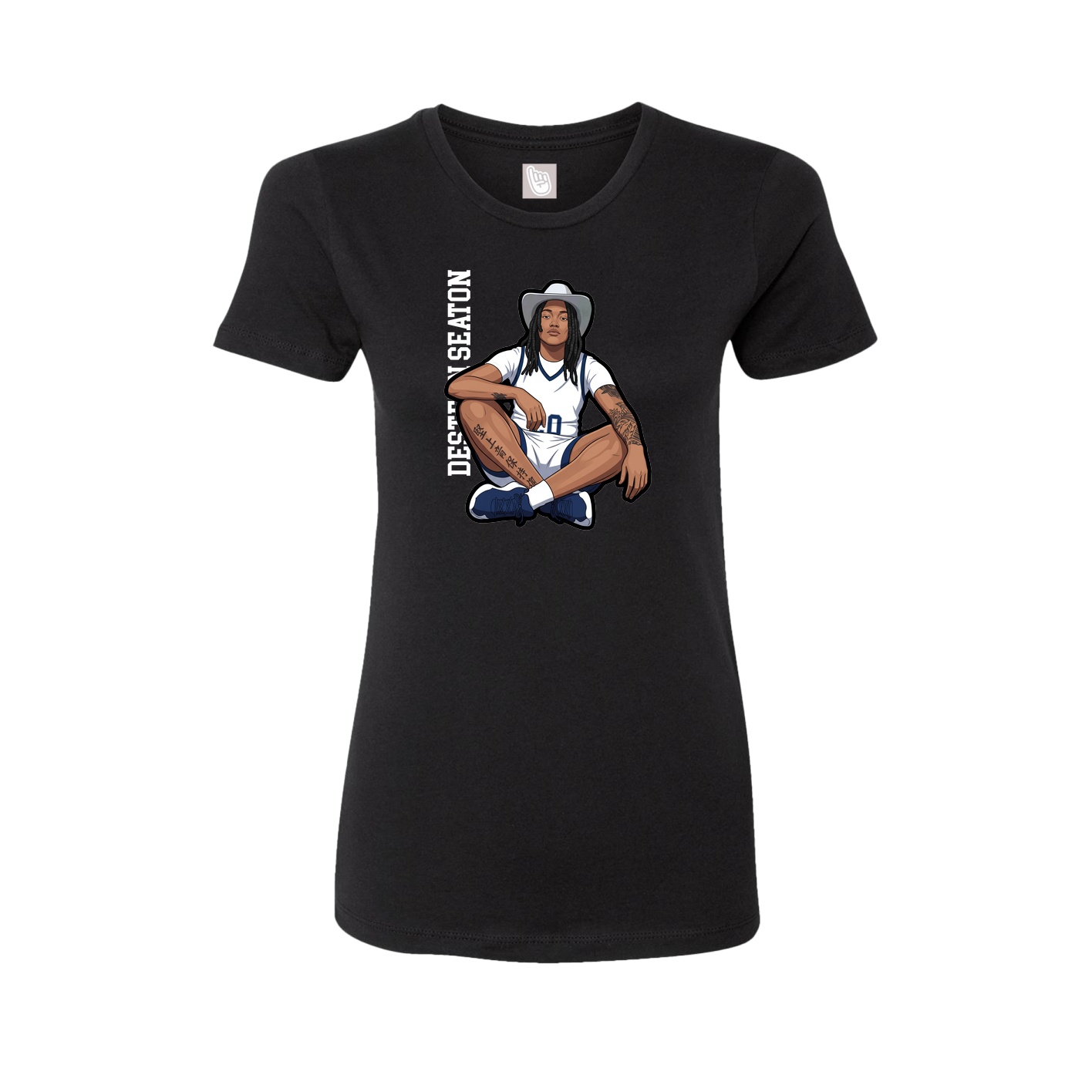 Fitted Women's Tee — Name Vertical in Black