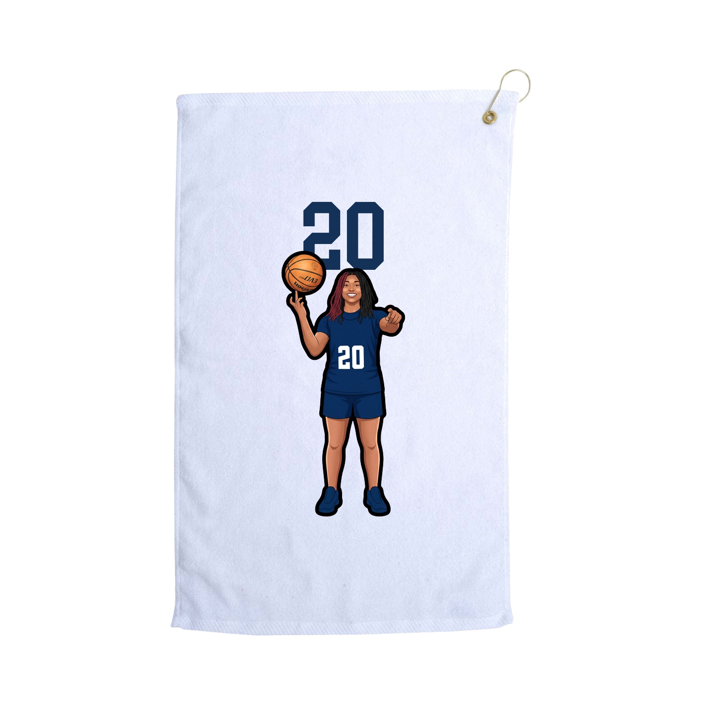Golf Towel — Number Top in White