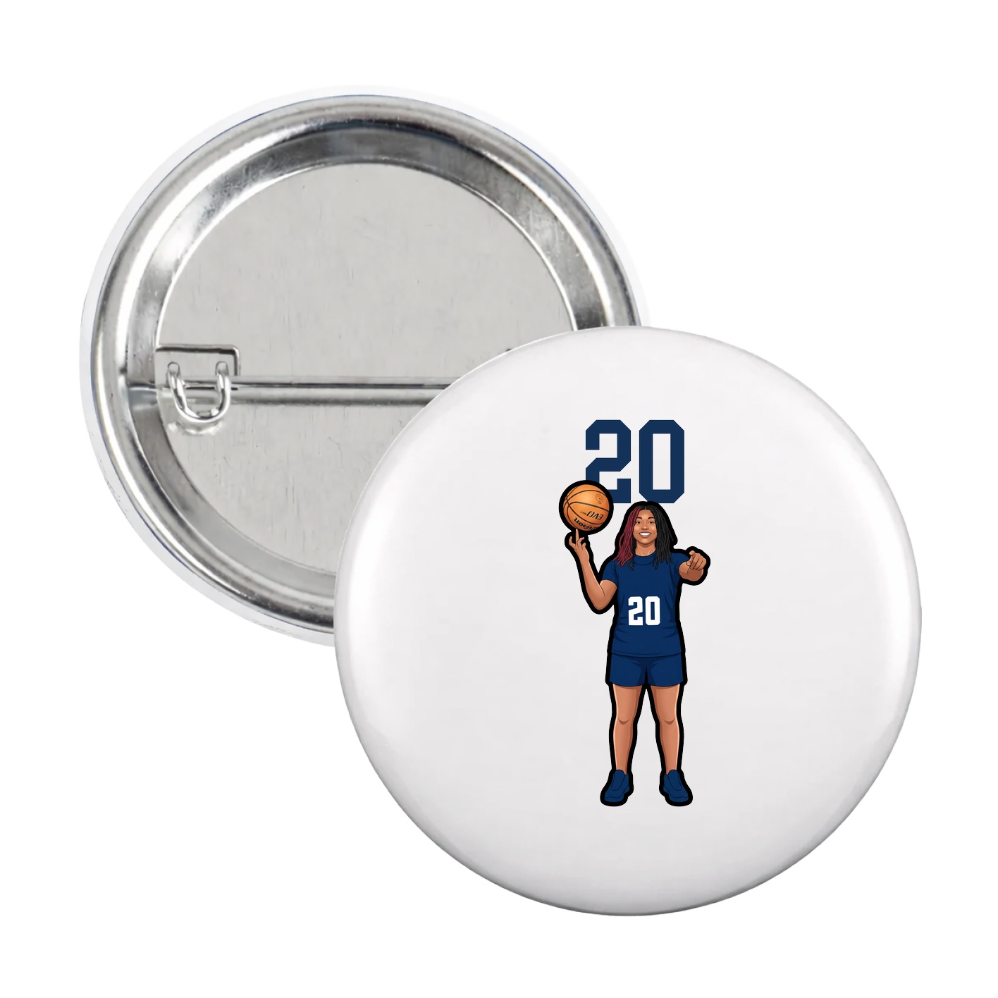 Game Day Button — Number Top in White