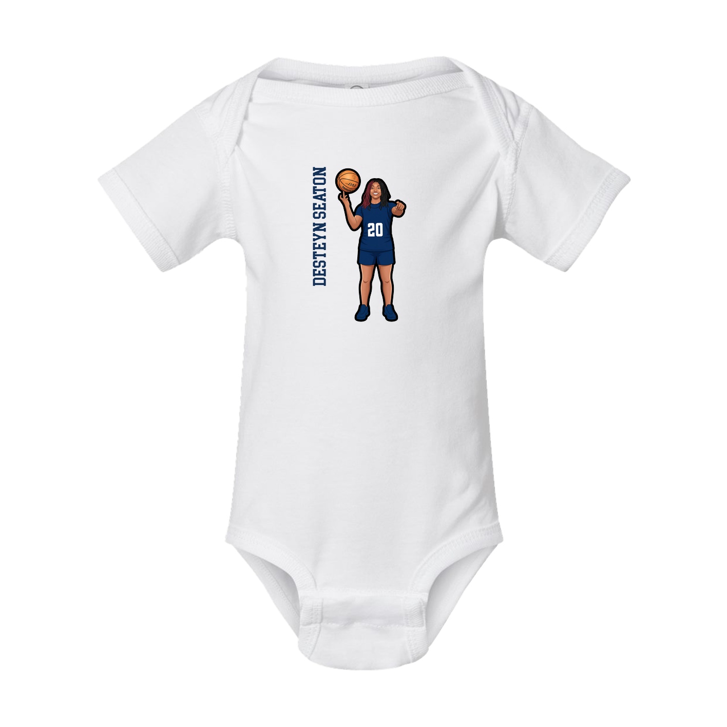 Baby Onesie — Name Vertical in White