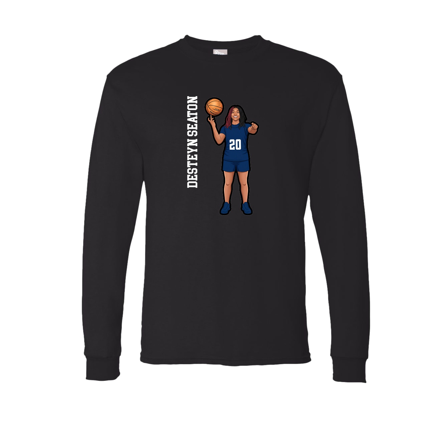 Long Sleeve Tee — Name Vertical in Black