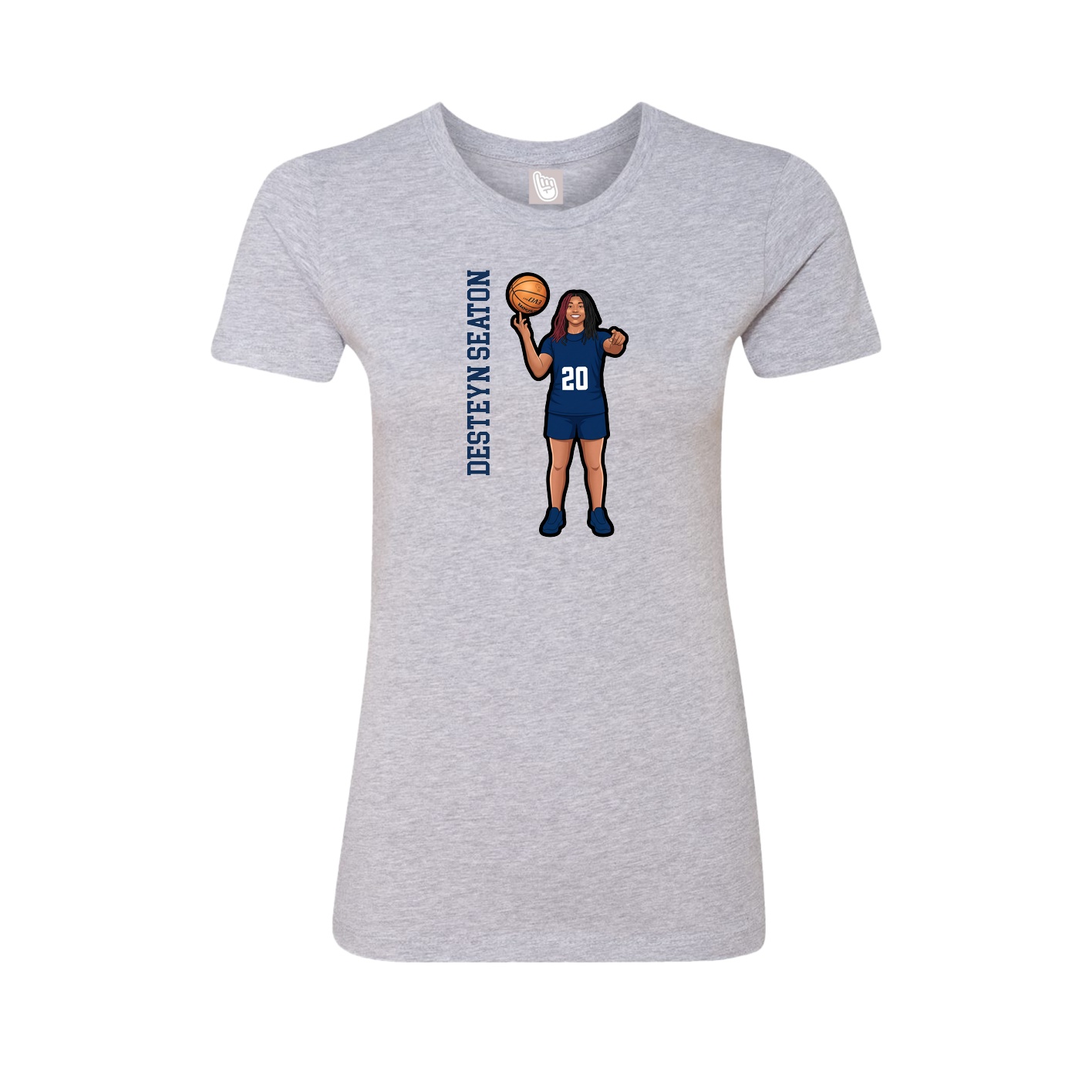 Fitted Women's Tee — Name Vertical in Grey