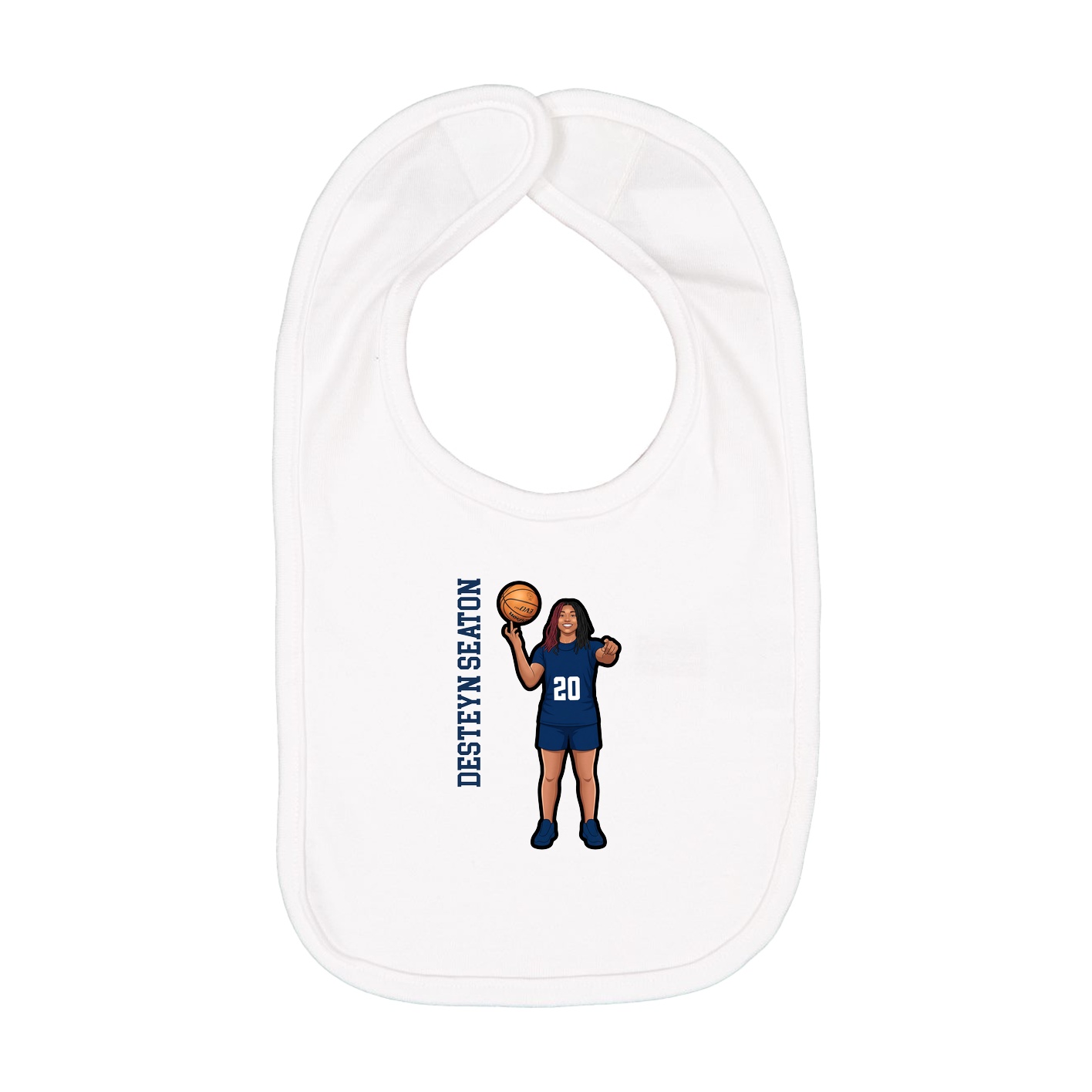 Infant Bib — Name Vertical in White