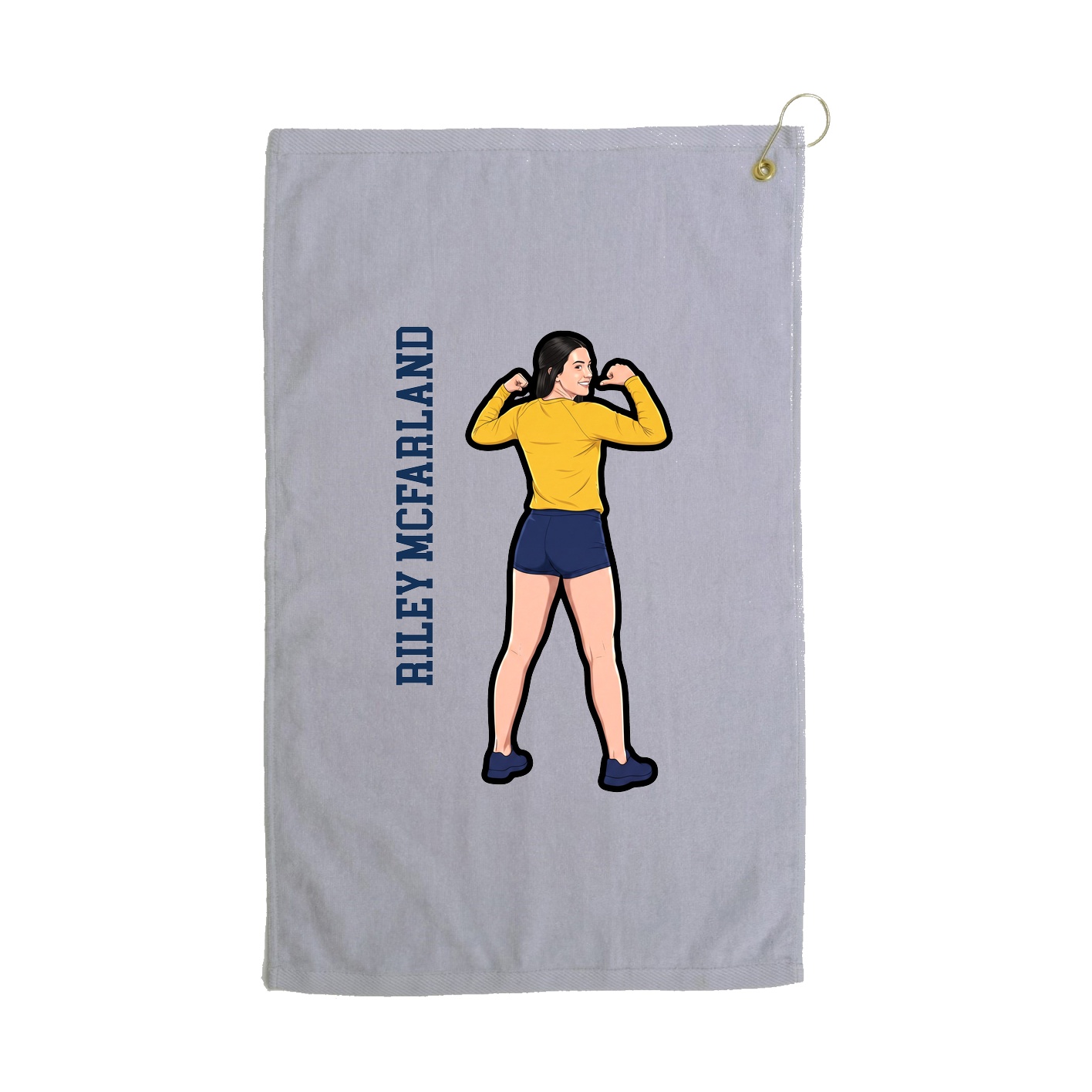 Golf Towel — Name Vertical in Grey