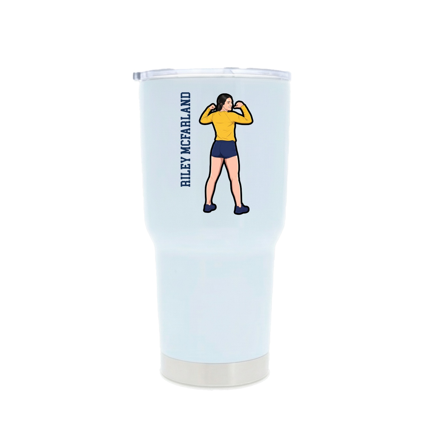 30oz Stainless Steel Tumbler — Name Vertical in White