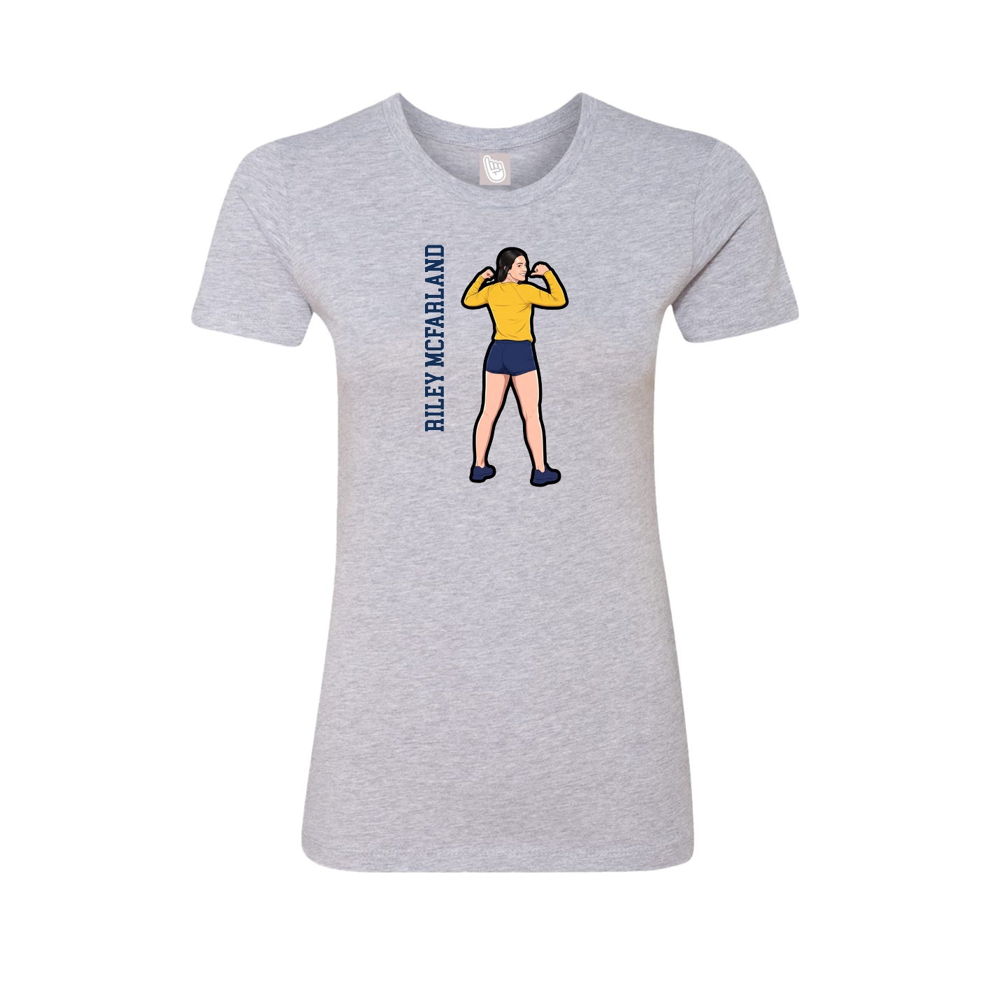 Fitted Women's Tee — Name Vertical in Grey