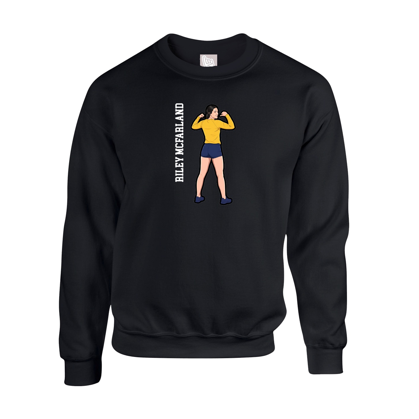 Fleece Crew — Name Vertical in Black