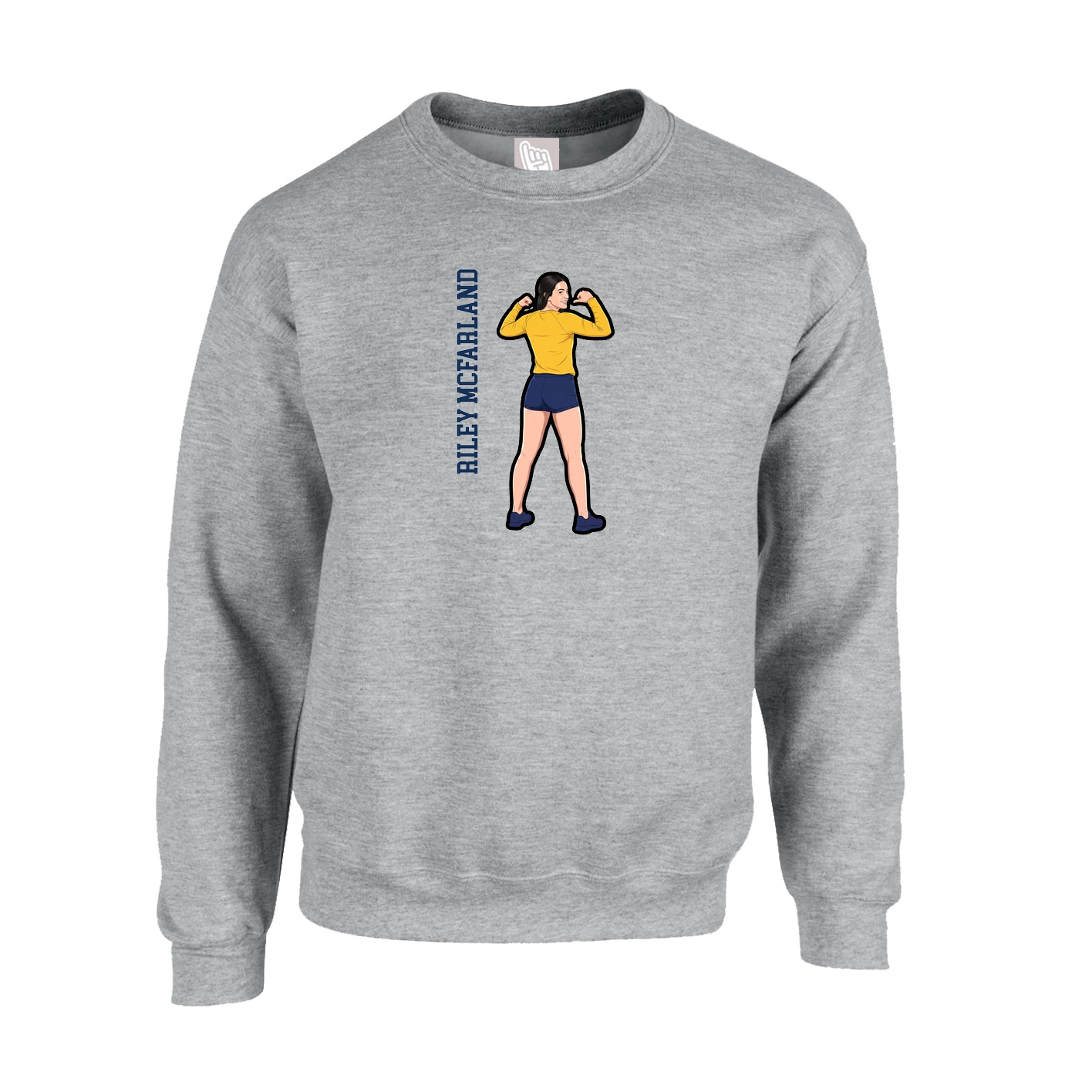 Fleece Crew — Name Vertical in Grey