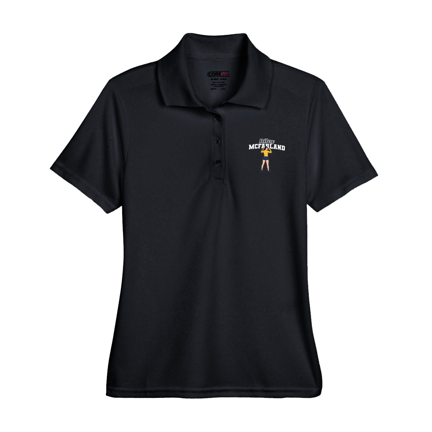 Womens Performance Polo — Name Arch in Black
