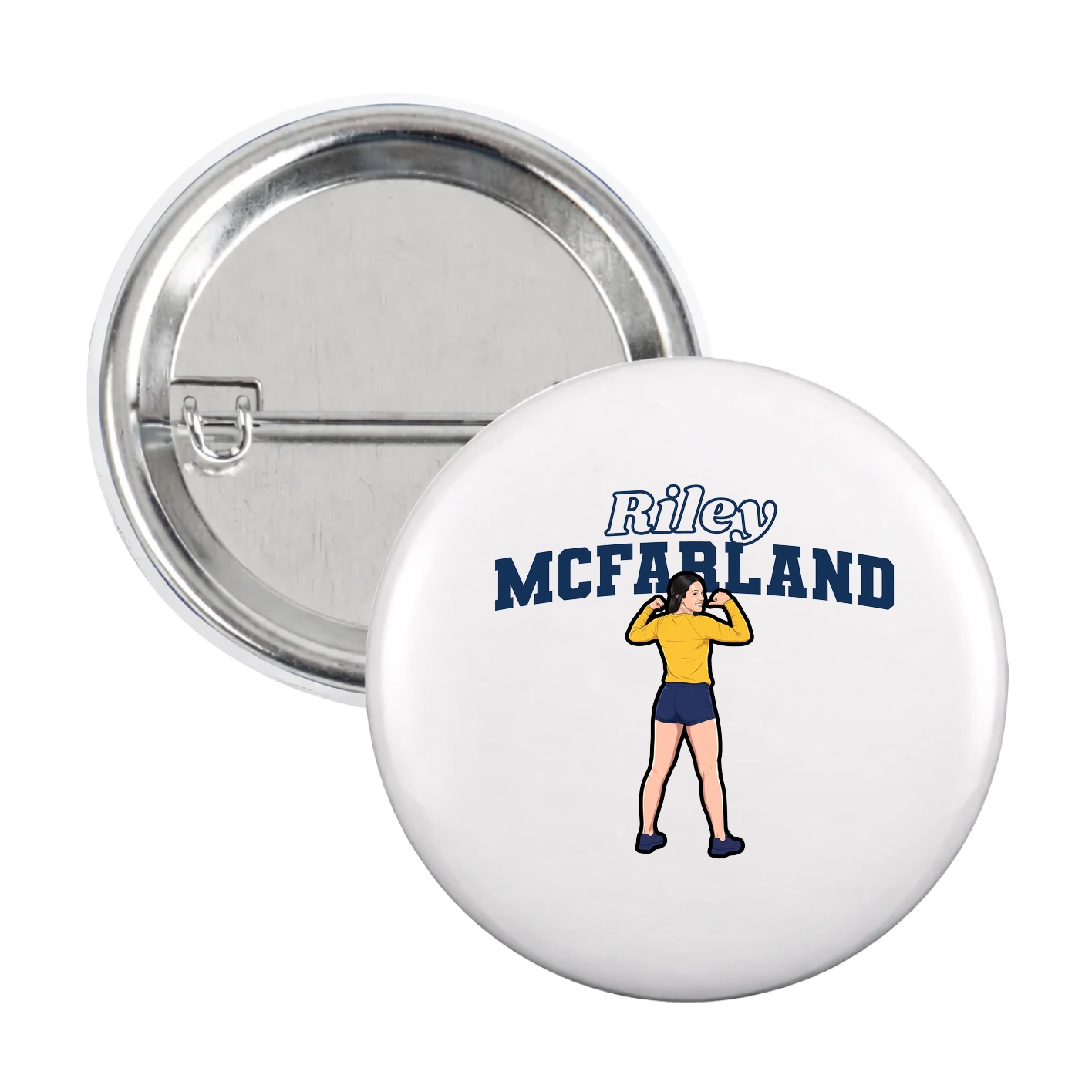 Game Day Button — Name Arch in White