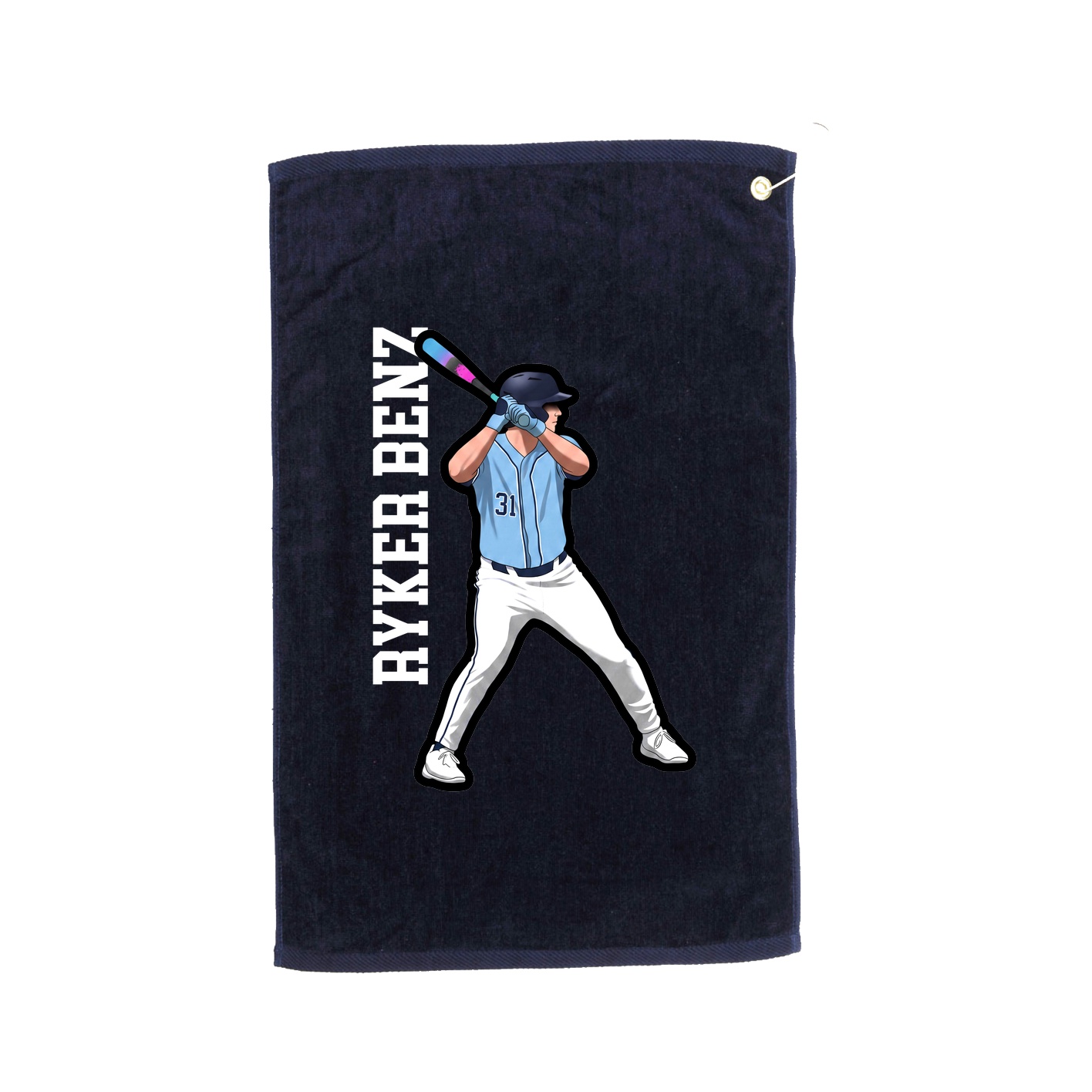 Golf Towel — Name Vertical in Navy