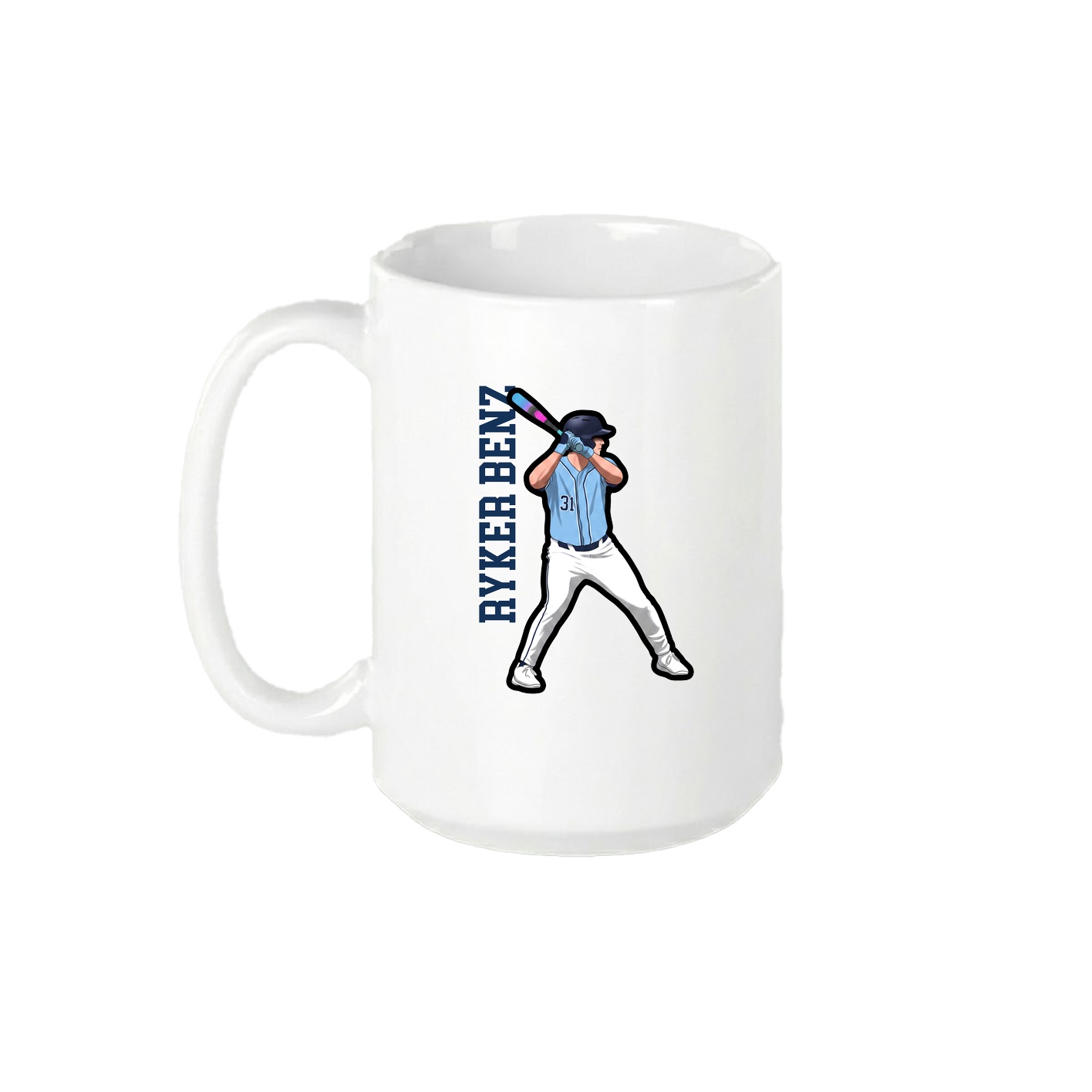 15oz Coffee Mug — Name Vertical in White