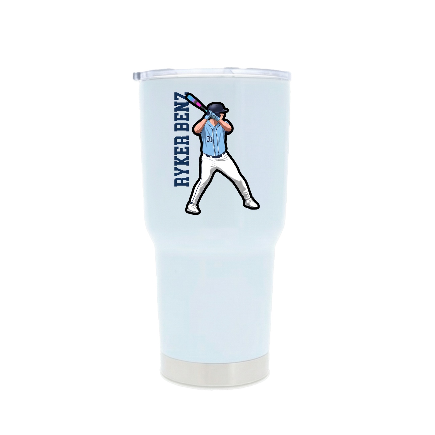 30oz Stainless Steel Tumbler — Name Vertical in White